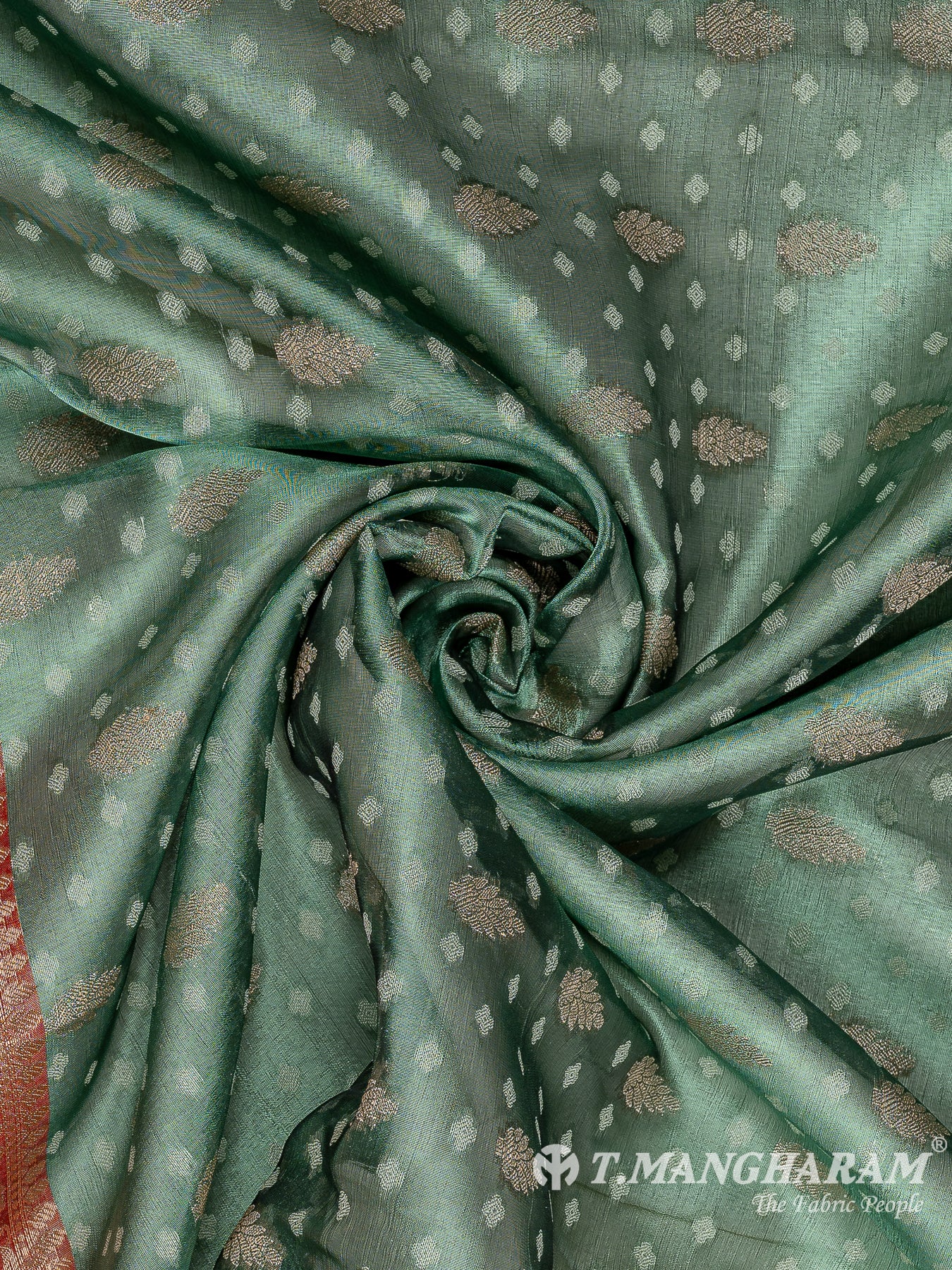 Green Semi Banaras Fabric - EC11067