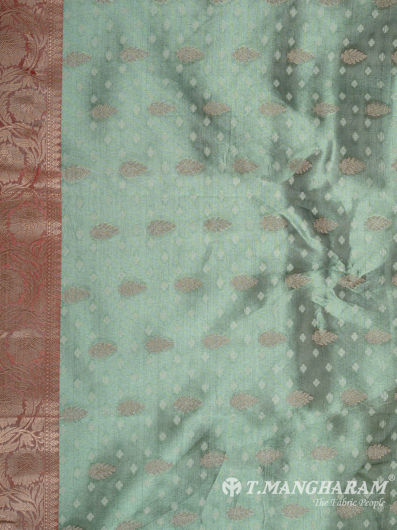 Green Semi Banaras Fabric - EC11067