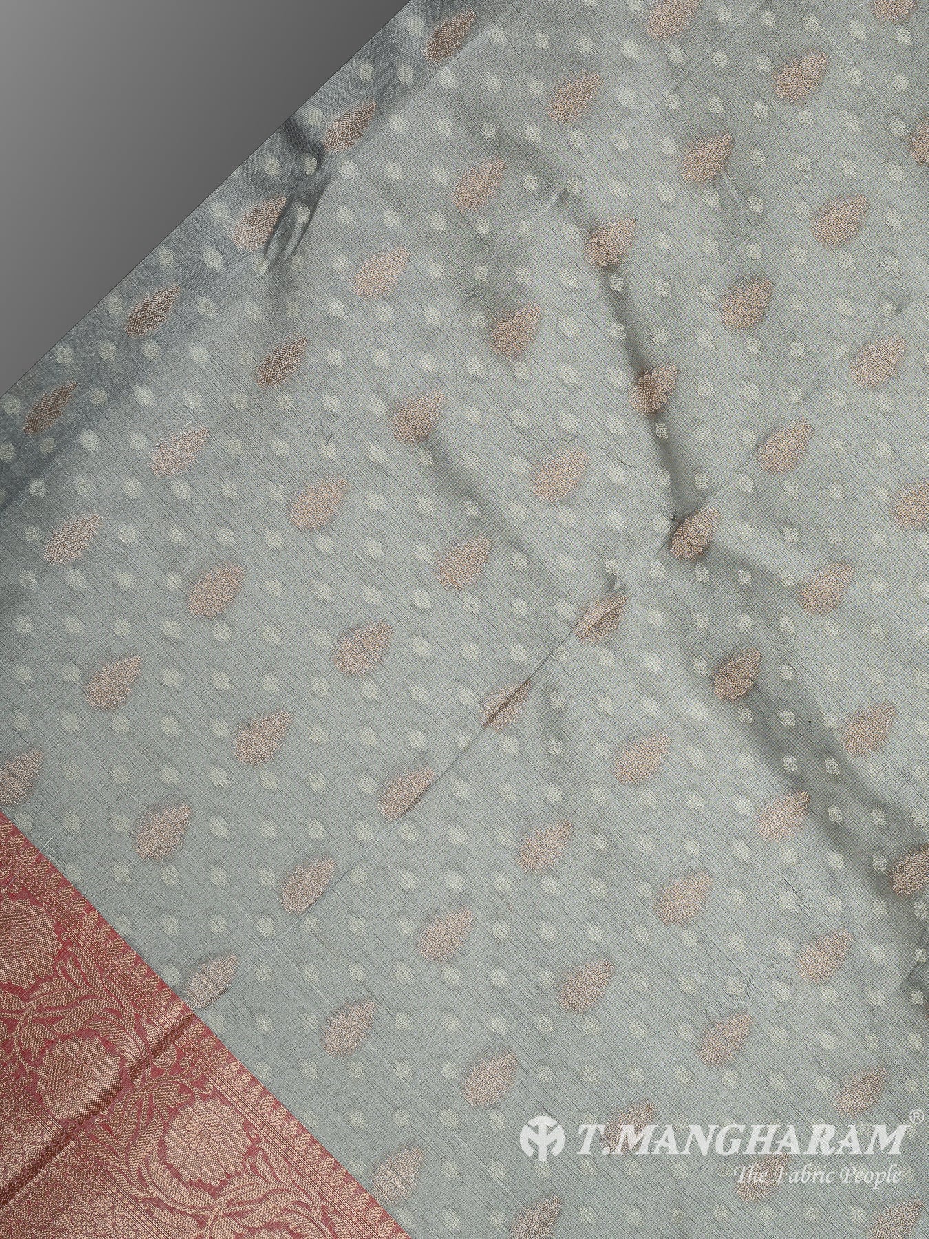 Grey Semi Banaras Fabric - EC11070