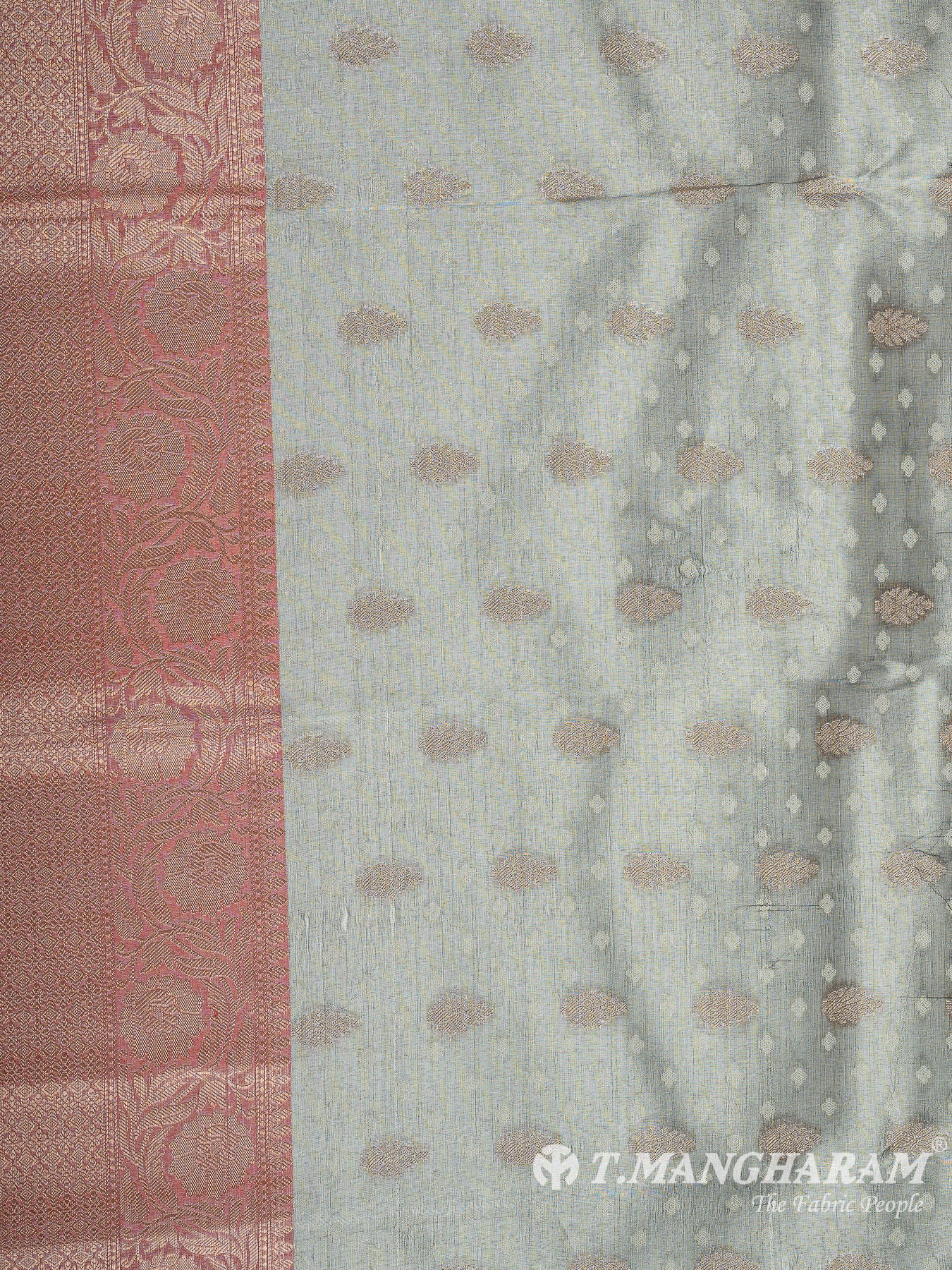 Grey Semi Banaras Fabric - EC11070