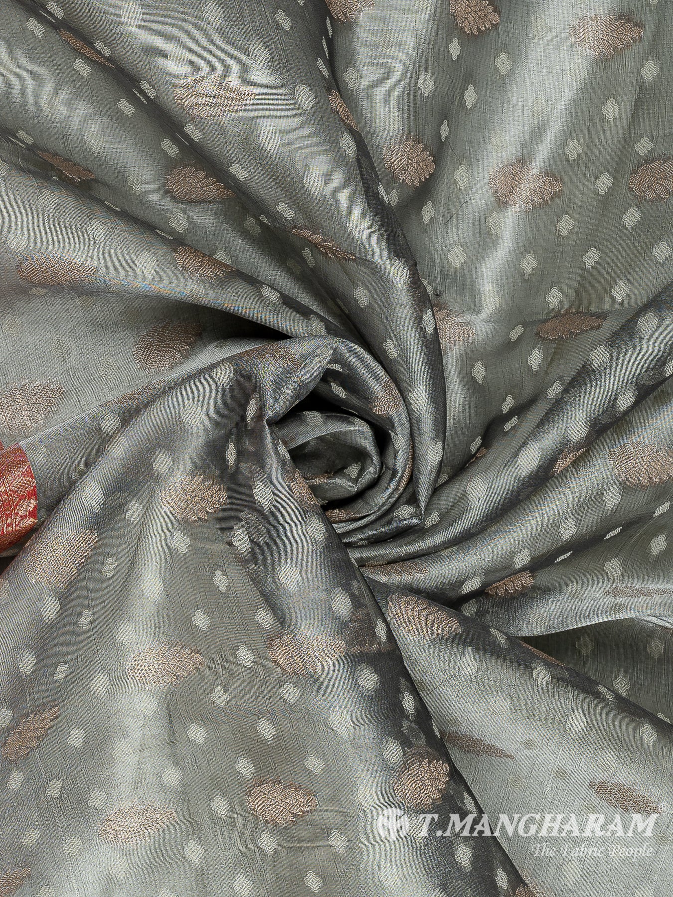 Grey Semi Banaras Fabric - EC11070