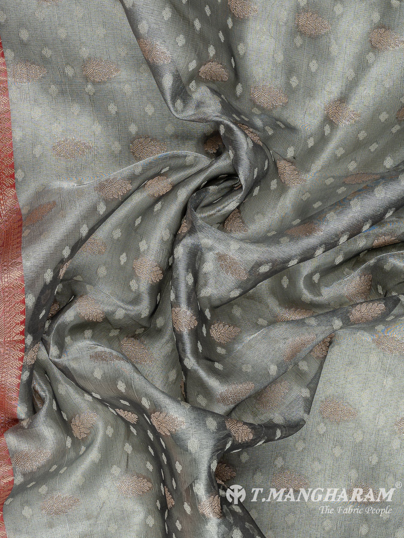 Grey Semi Banaras Fabric - EC11070