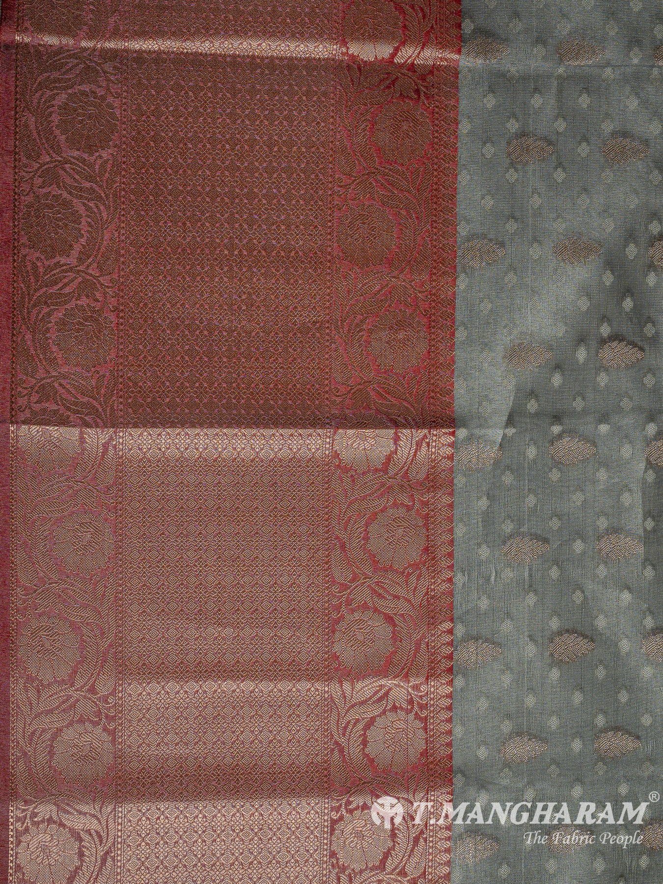 Grey Semi Banaras Fabric - EC11070