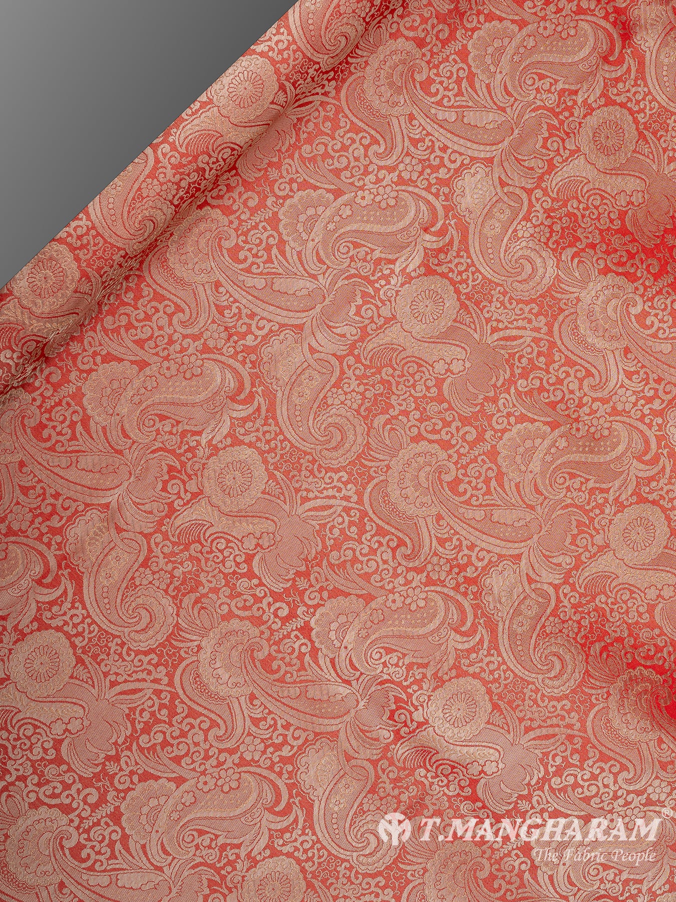 Red Semi Banaras Fabric - EC11046