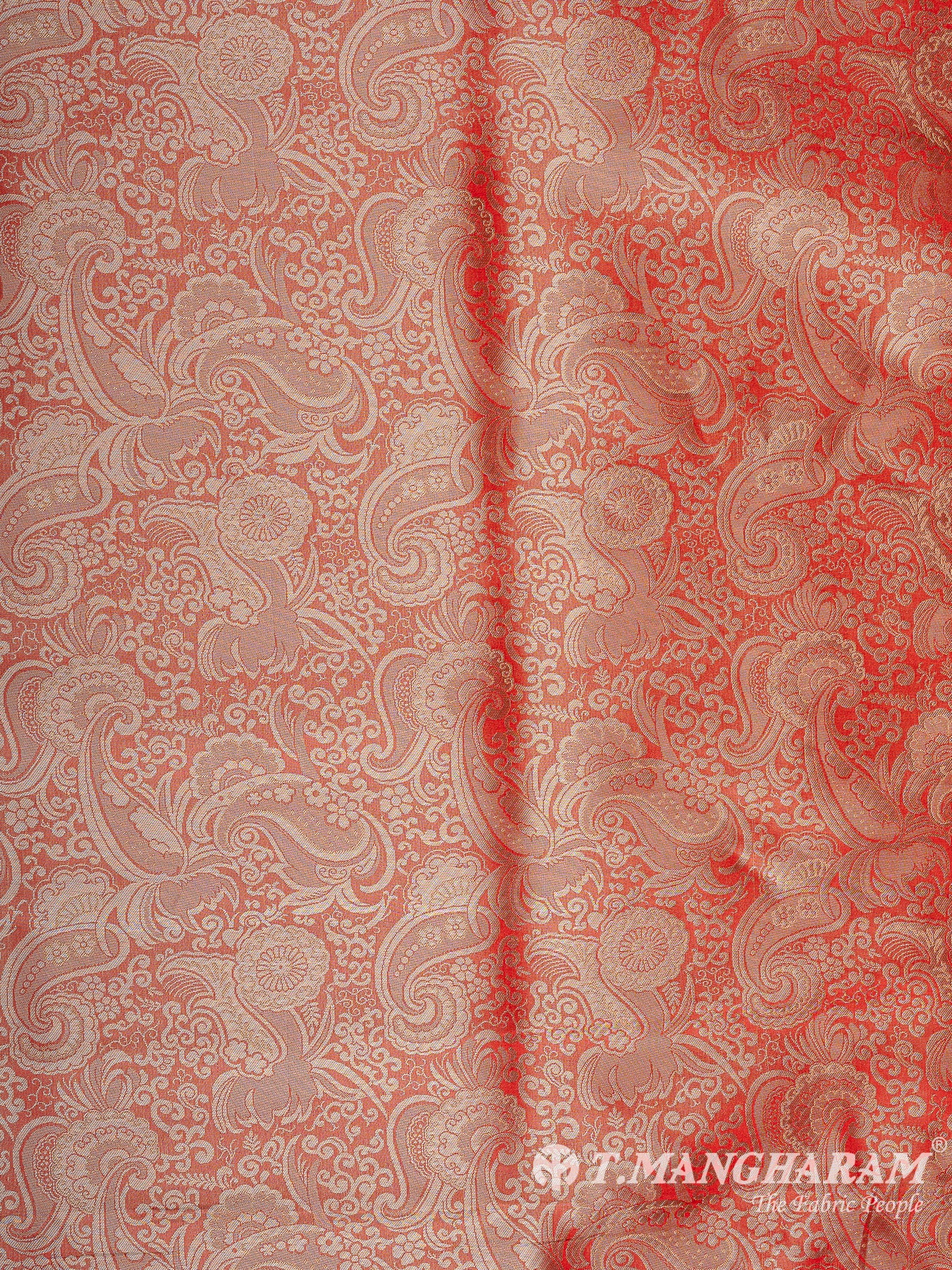 Red Semi Banaras Fabric - EC11046