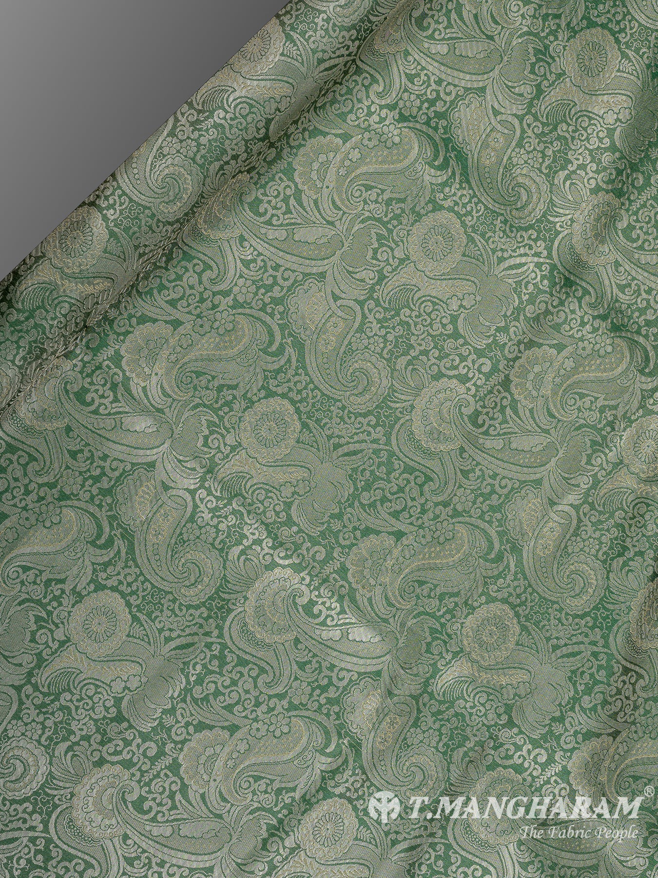 Green Semi Banaras Fabric - EC11051