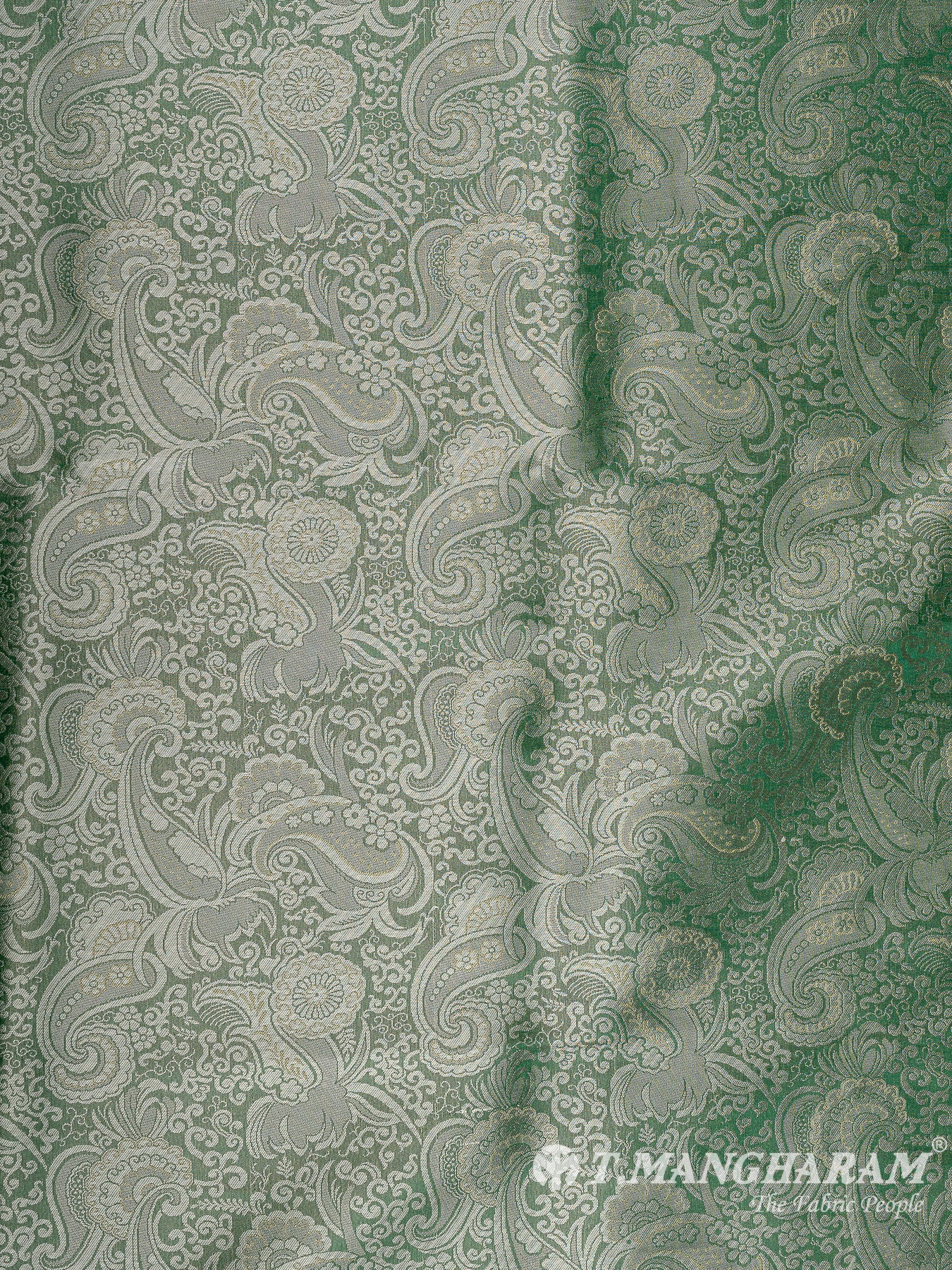 Green Semi Banaras Fabric - EC11051