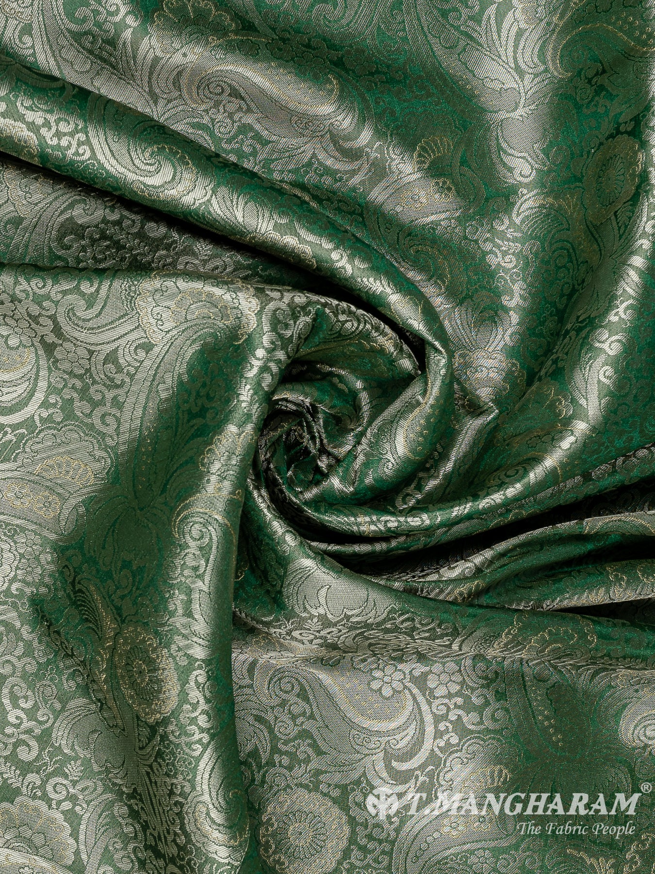 Green Semi Banaras Fabric - EC11051