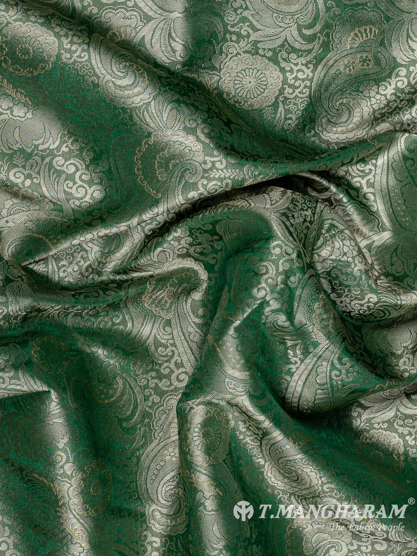 Green Semi Banaras Fabric - EC11051