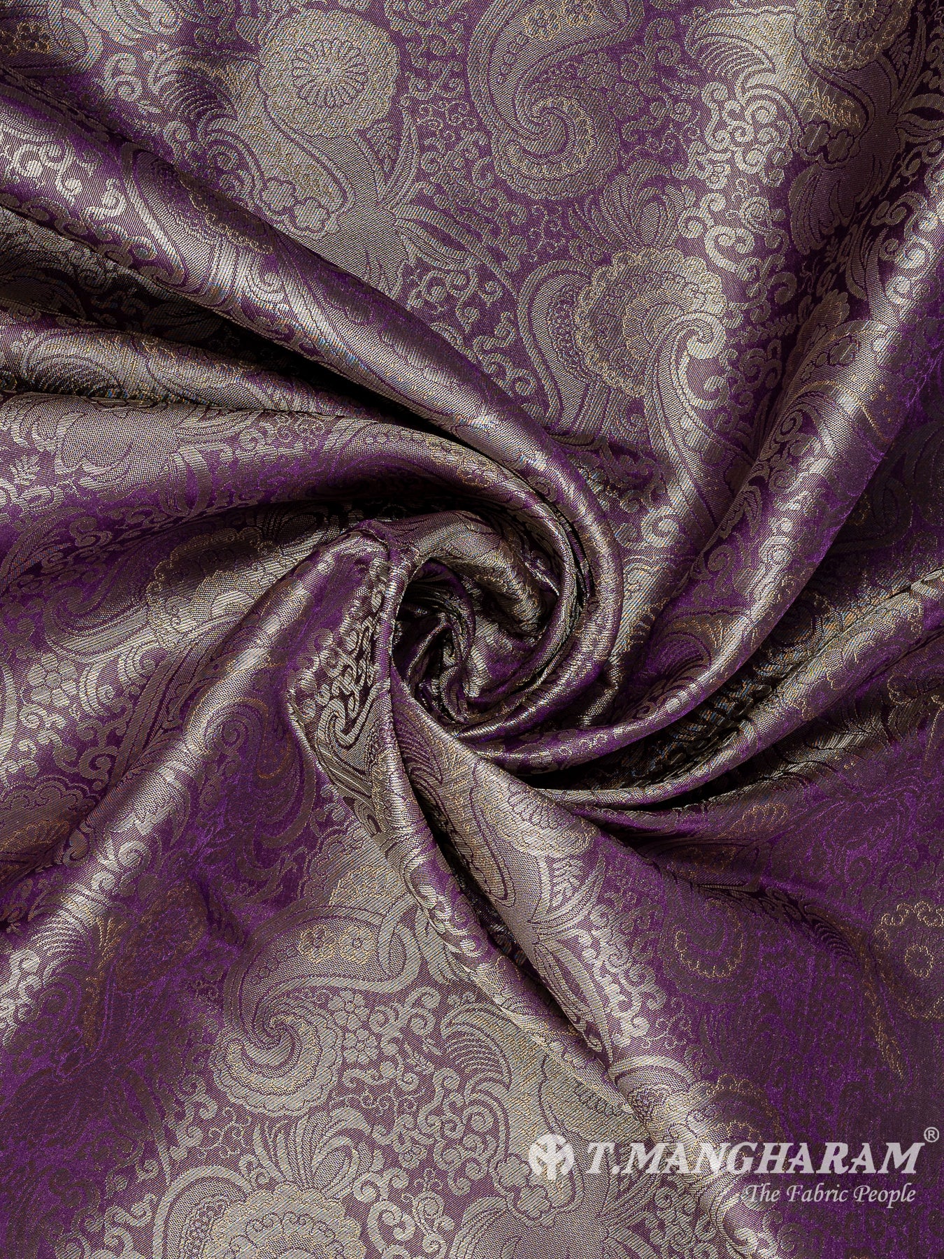 Purple Semi Banaras Fabric - EC11053