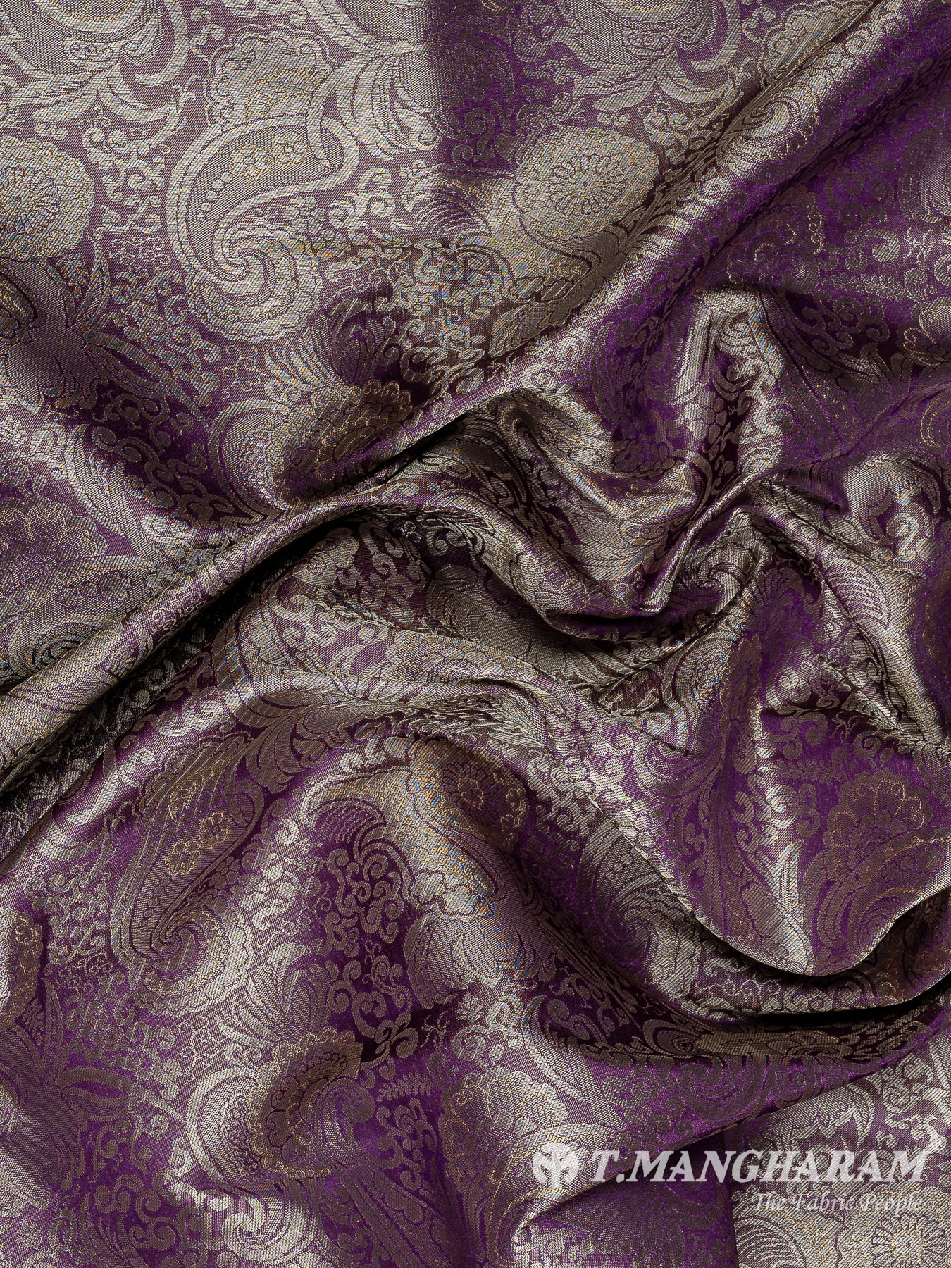 Purple Semi Banaras Fabric - EC11053