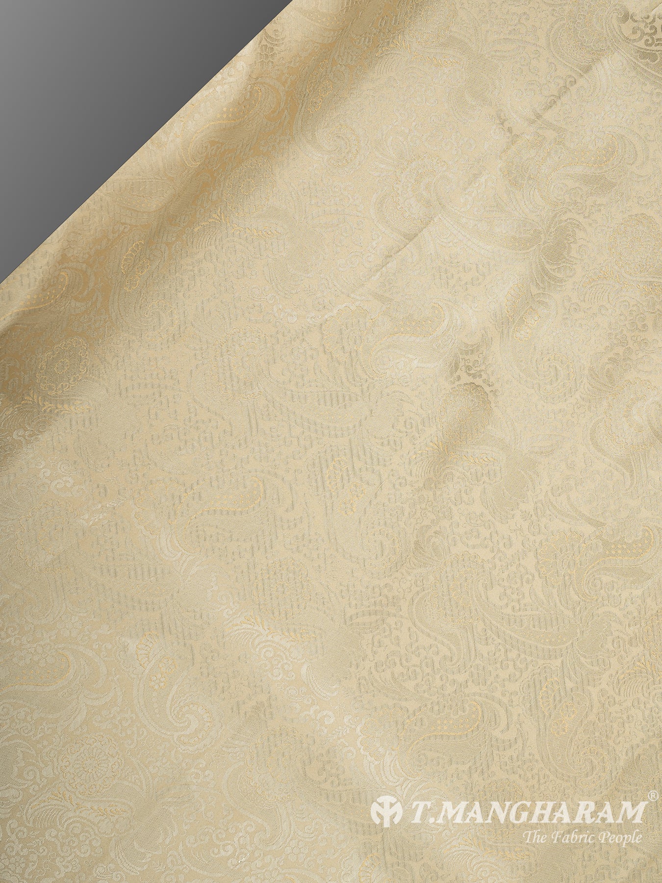 Cream Semi Banaras Fabric - EC11047