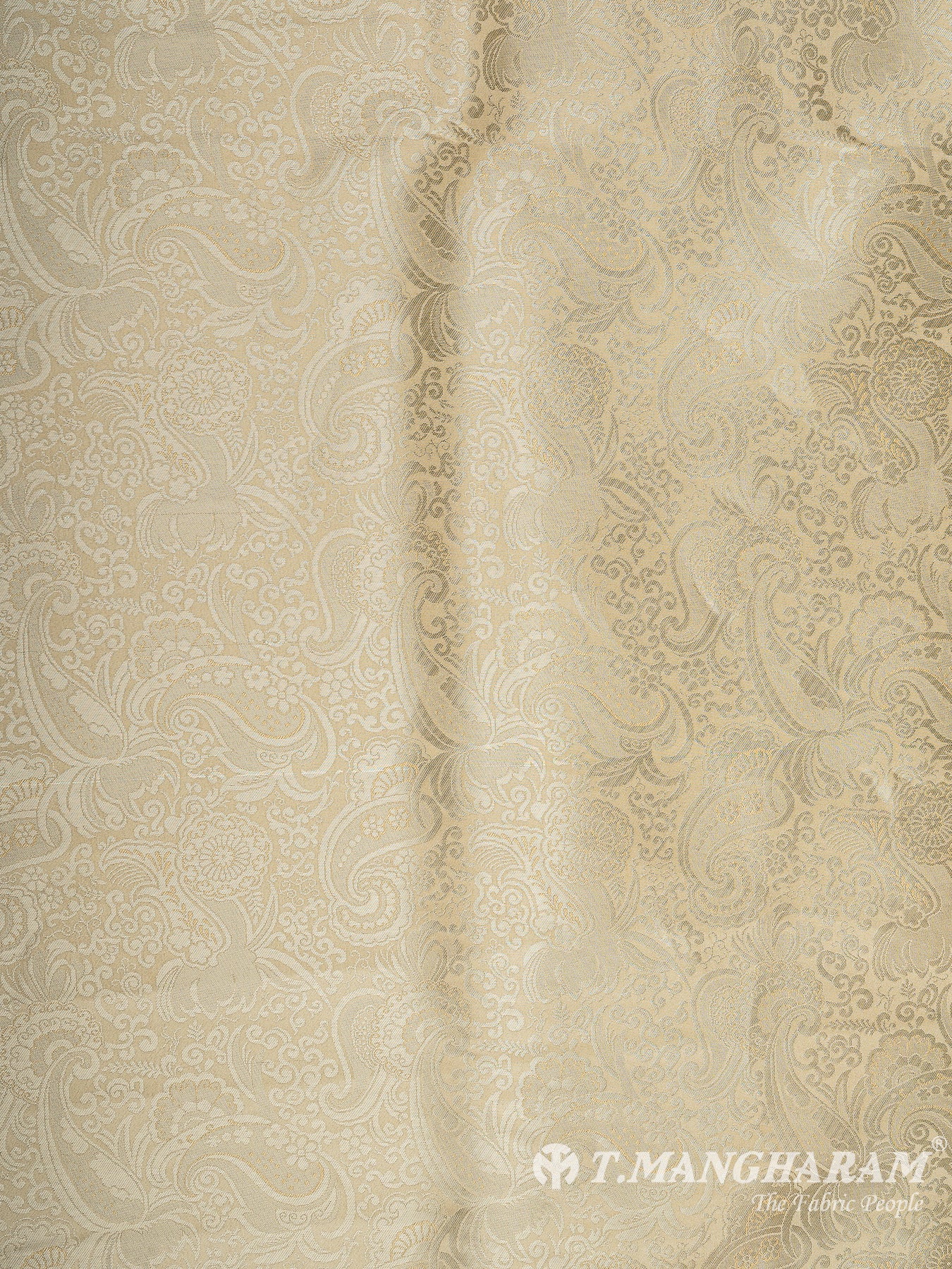 Cream Semi Banaras Fabric - EC11047