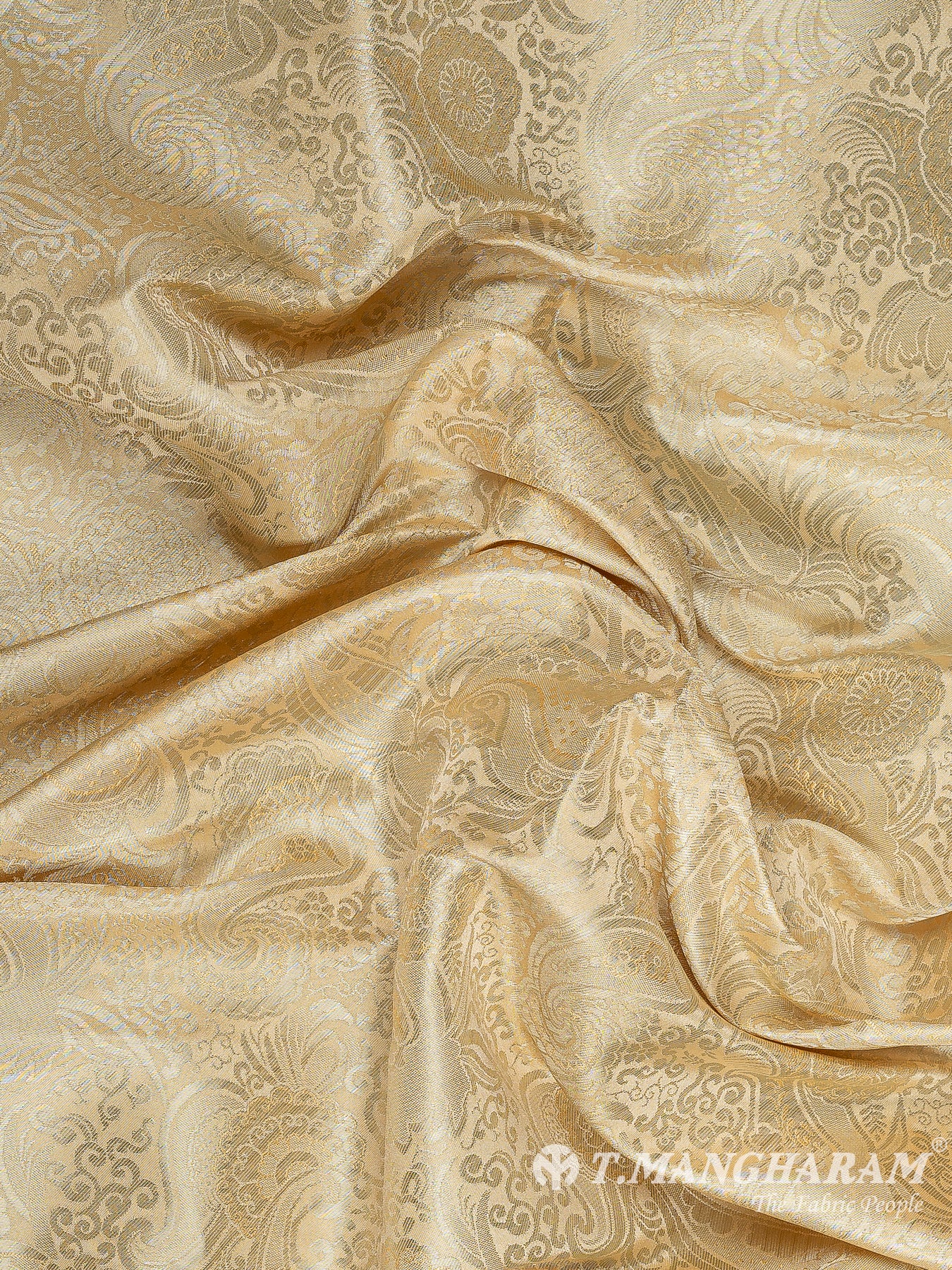 Cream Semi Banaras Fabric - EC11047