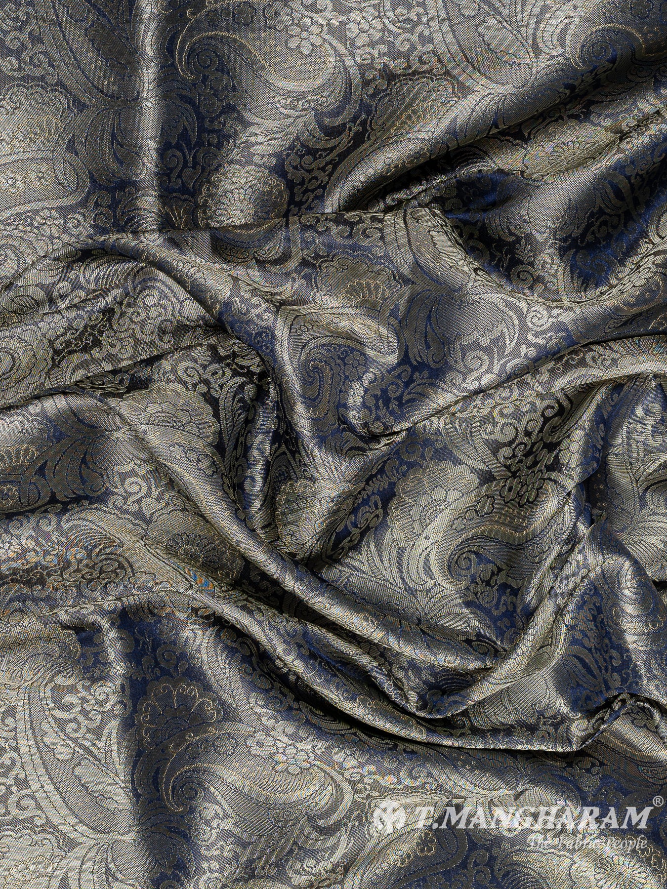 Blue Semi Banaras Fabric - EC11048 view-4