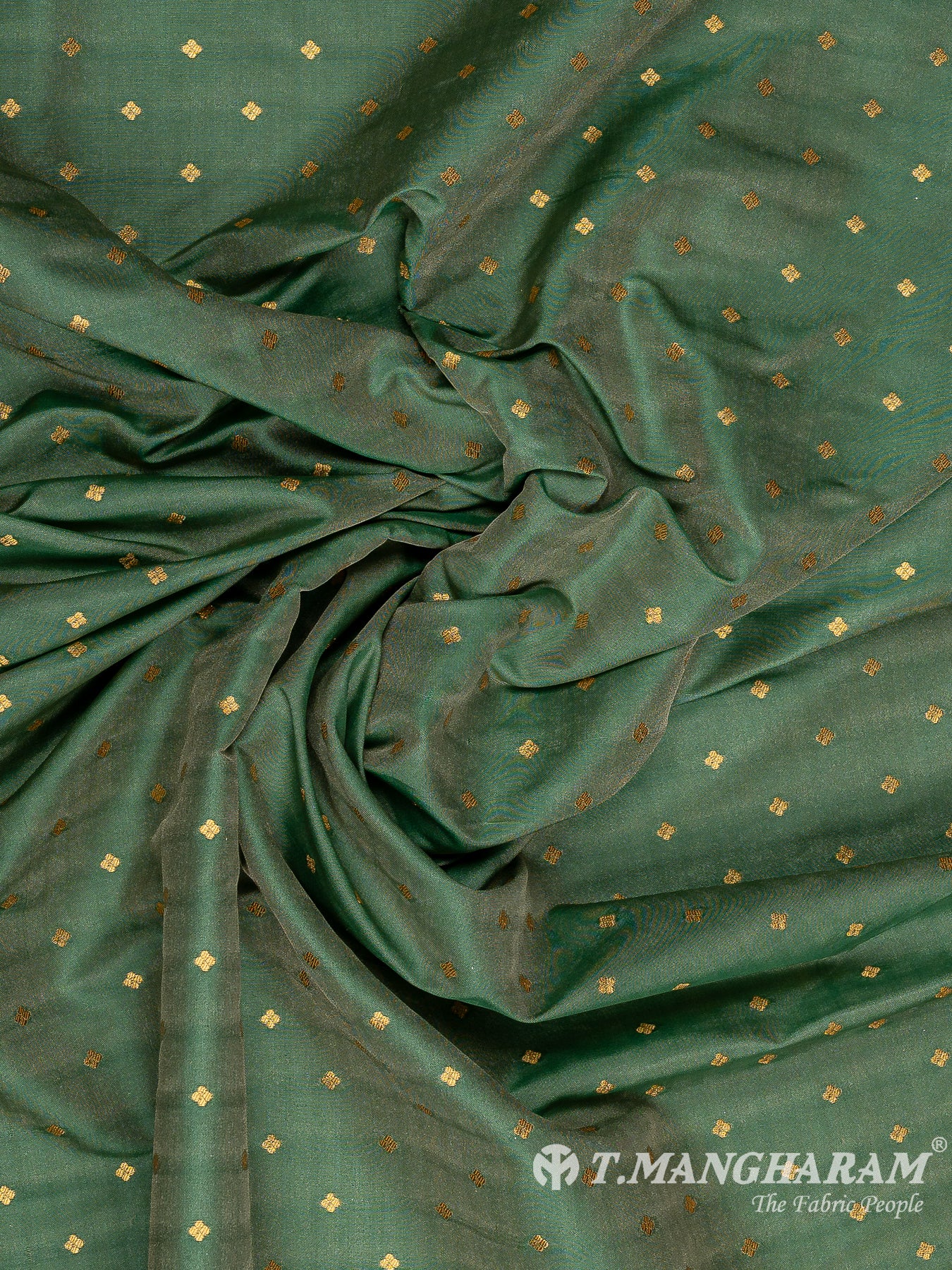 Green Semi Banaras Fabric - EC11042