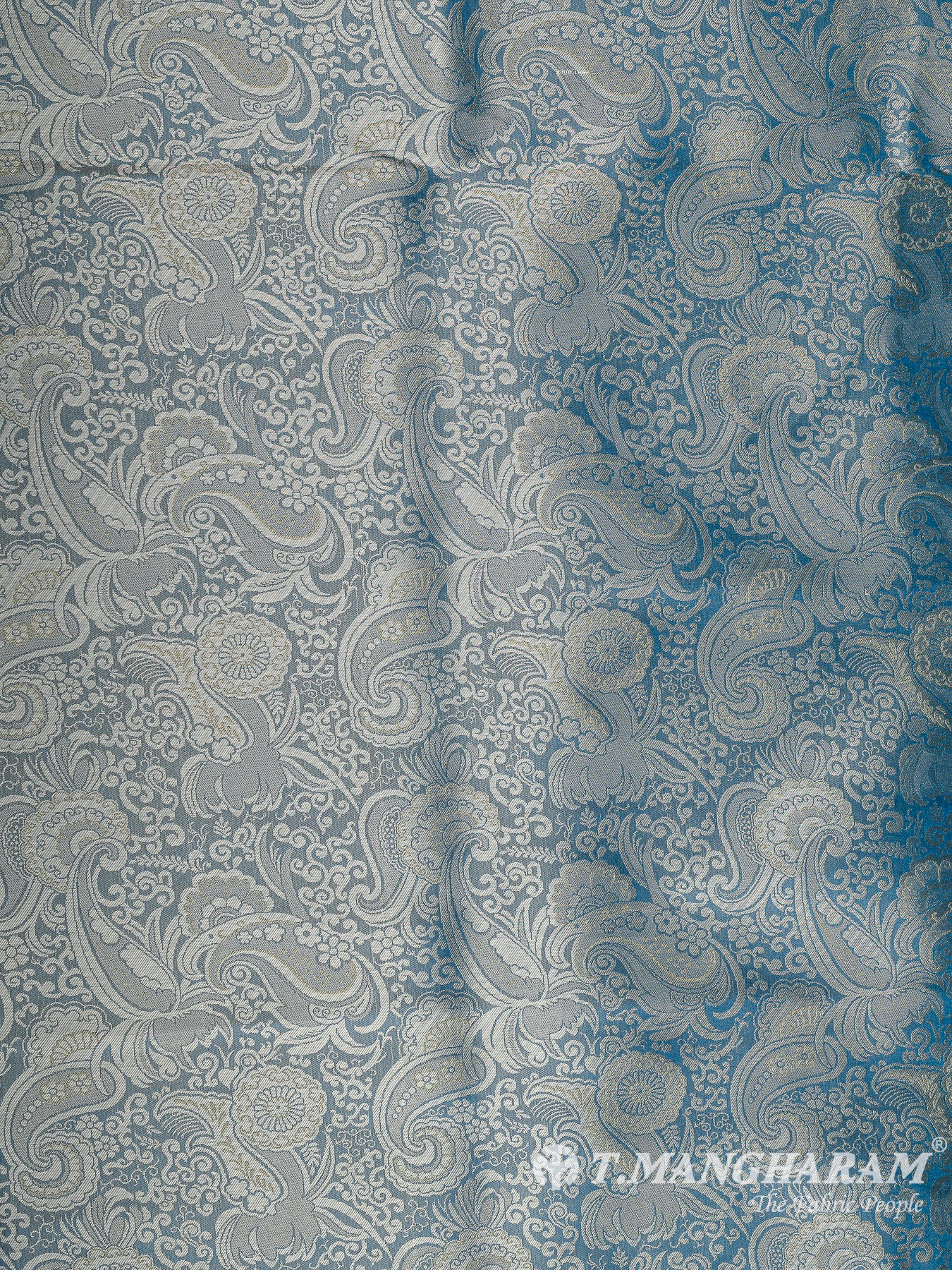 Blue Semi Banaras Fabric - EC11049