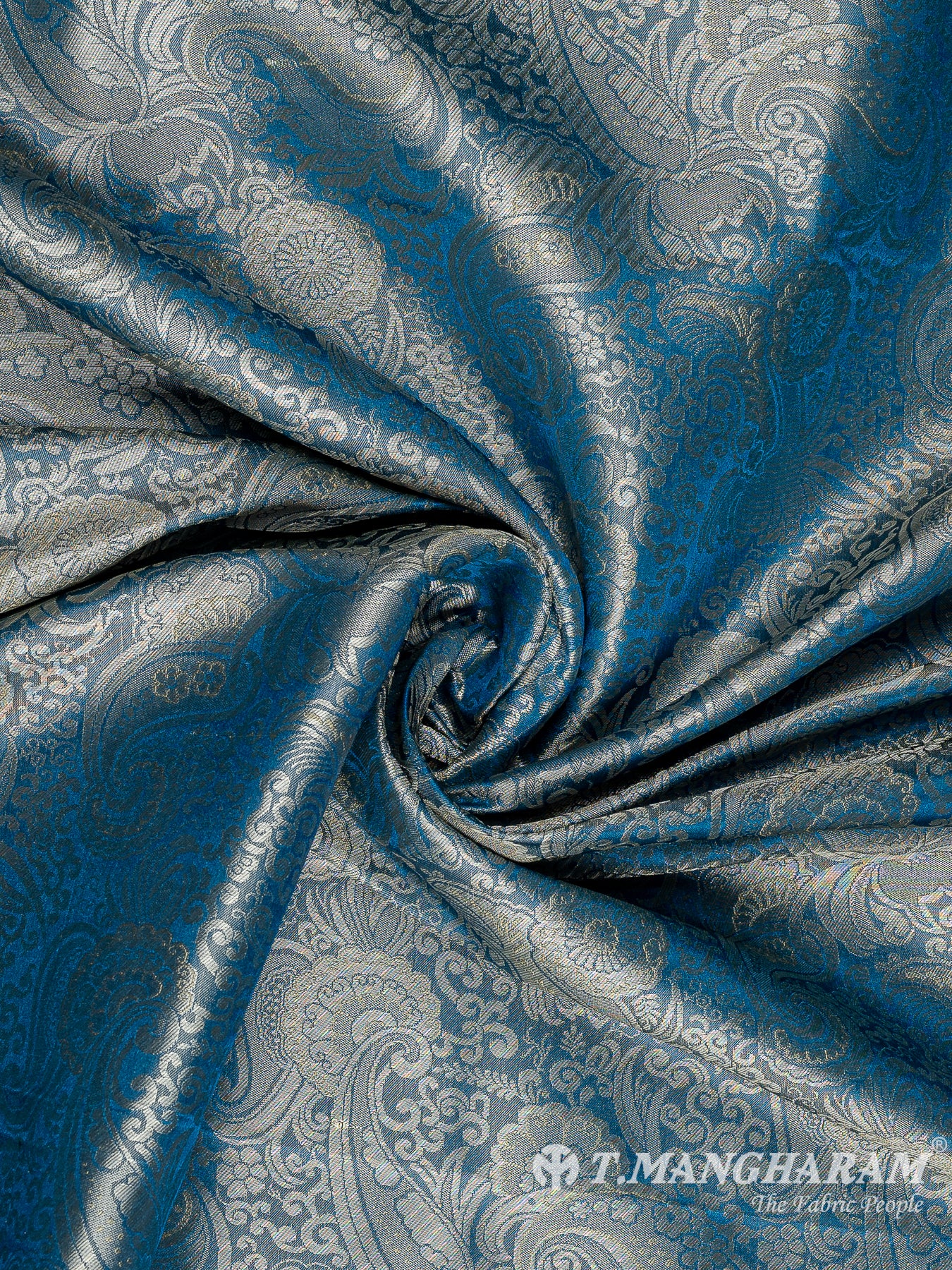 Blue Semi Banaras Fabric - EC11049