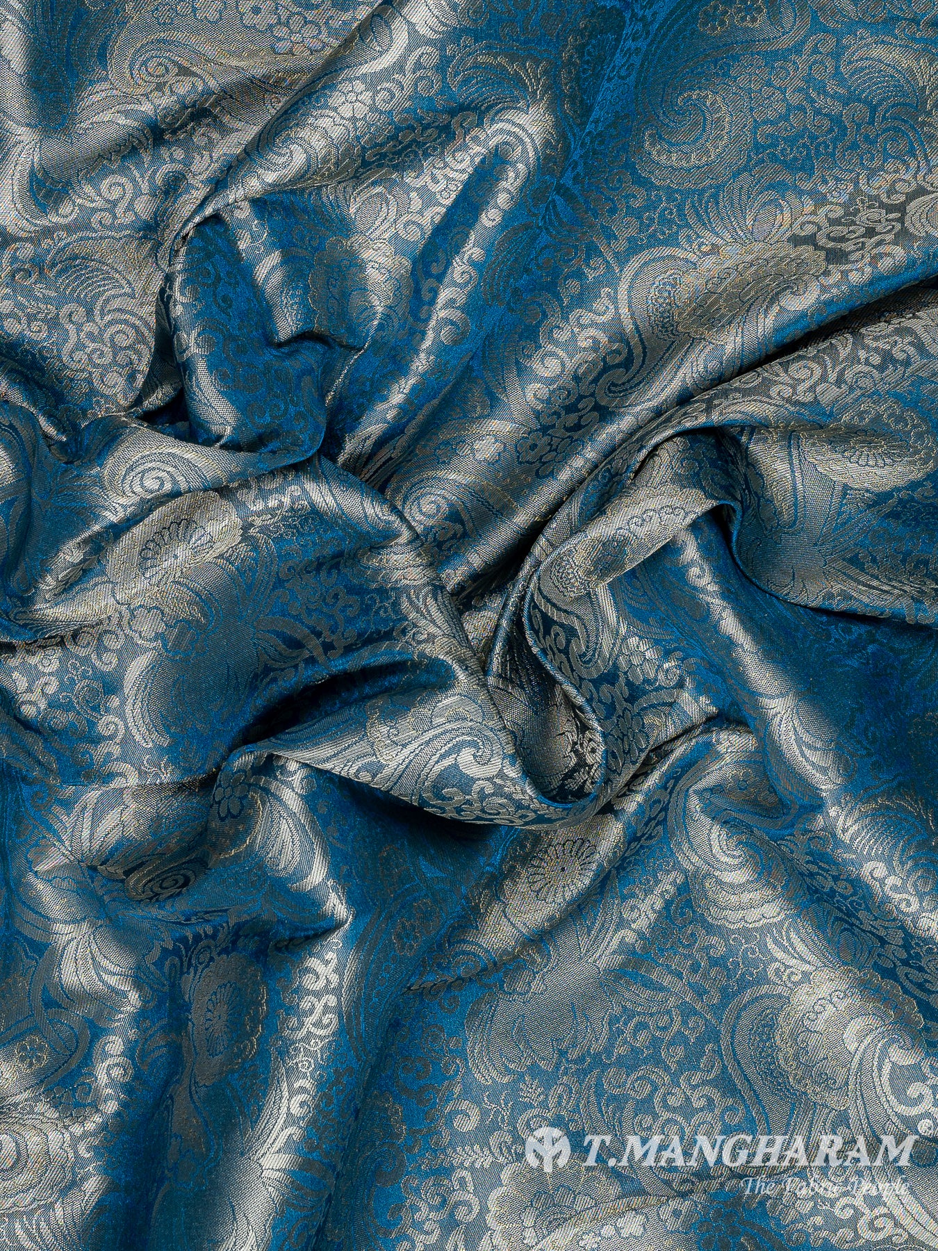 Blue Semi Banaras Fabric - EC11049