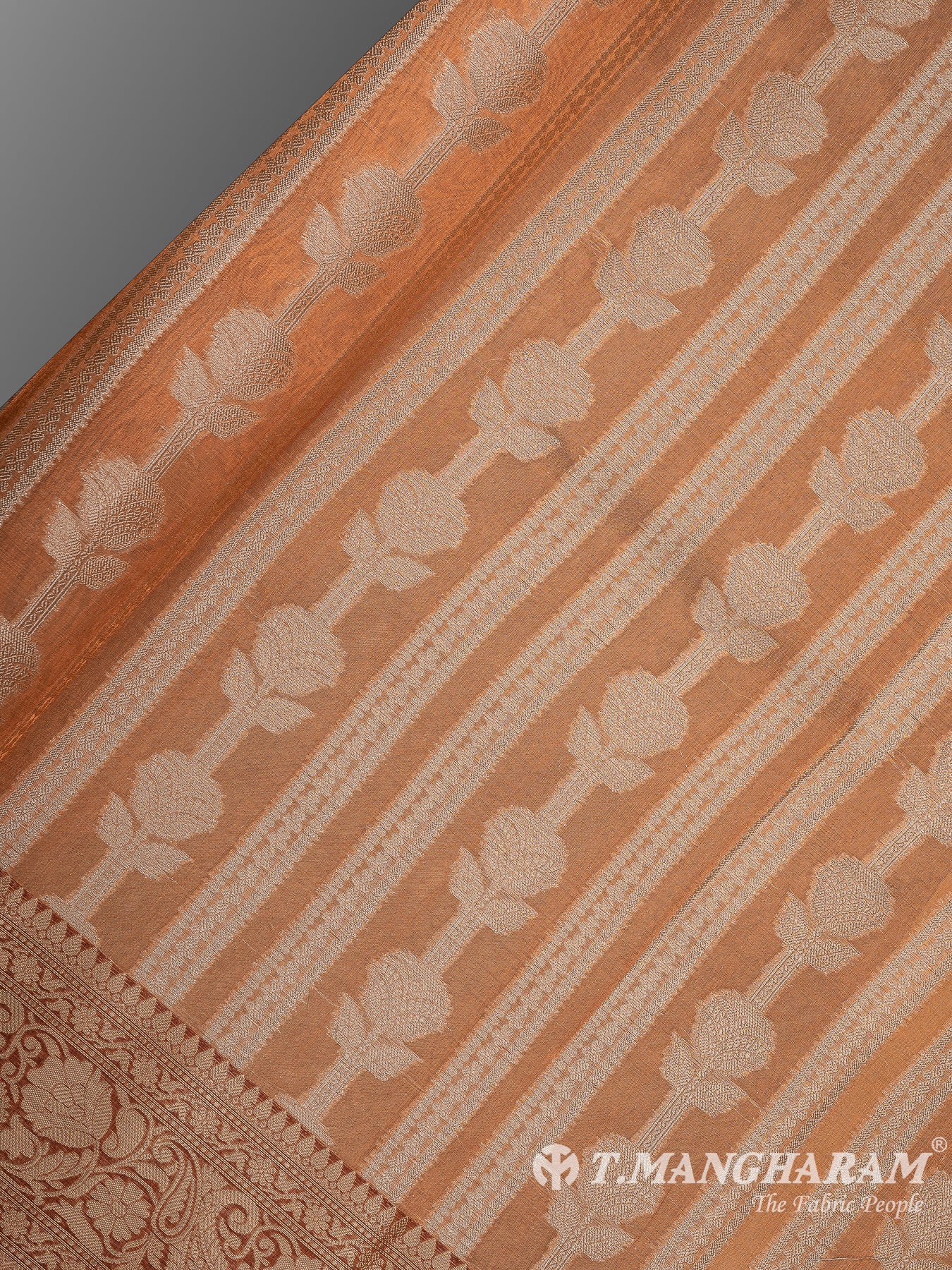 Orange Semi Banaras Fabric - EC11057