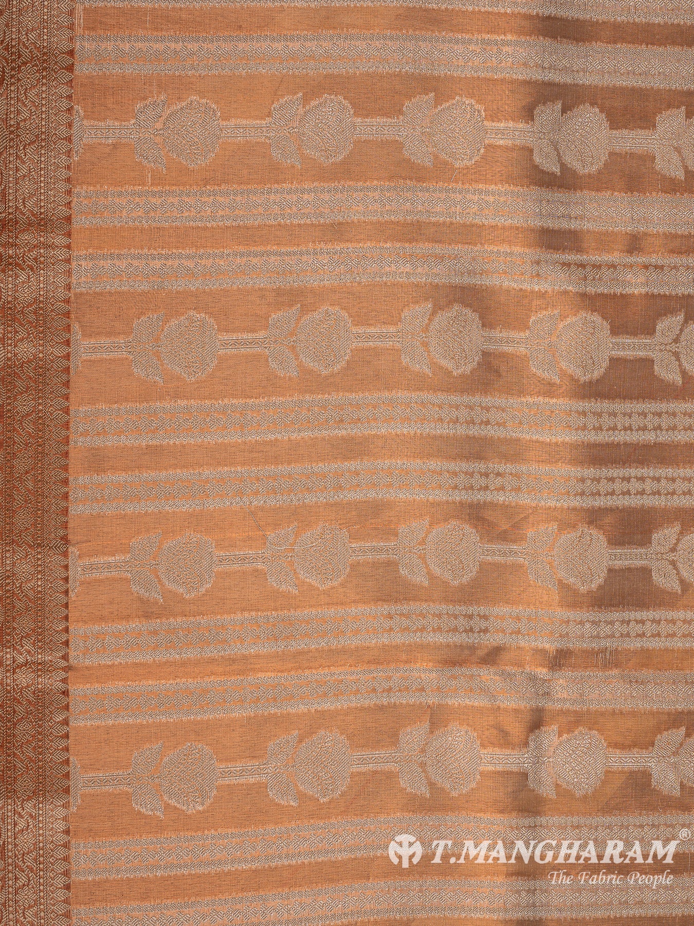 Orange Semi Banaras Fabric - EC11057