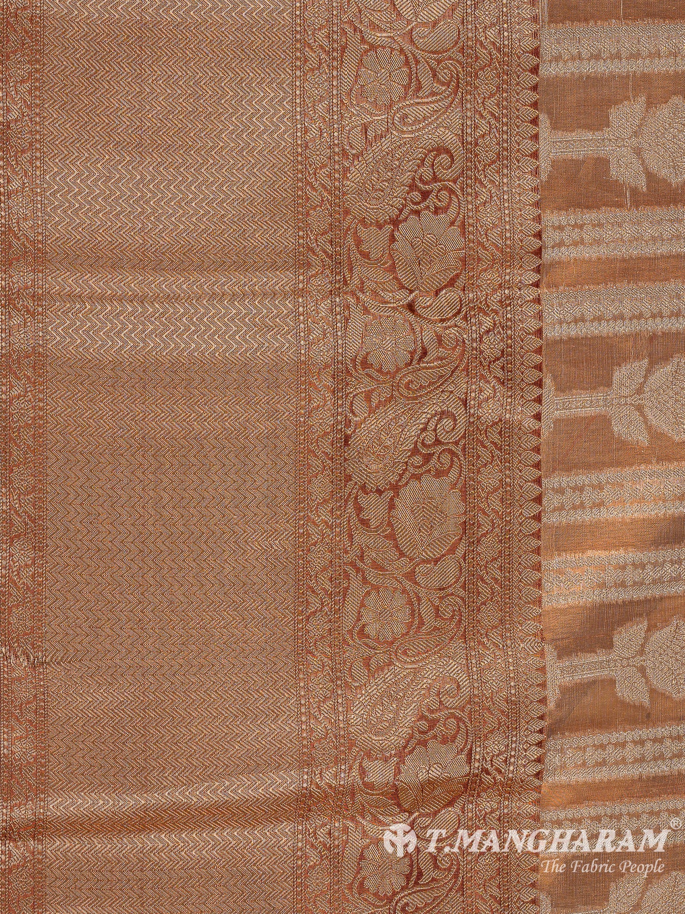 Orange Semi Banaras Fabric - EC11057