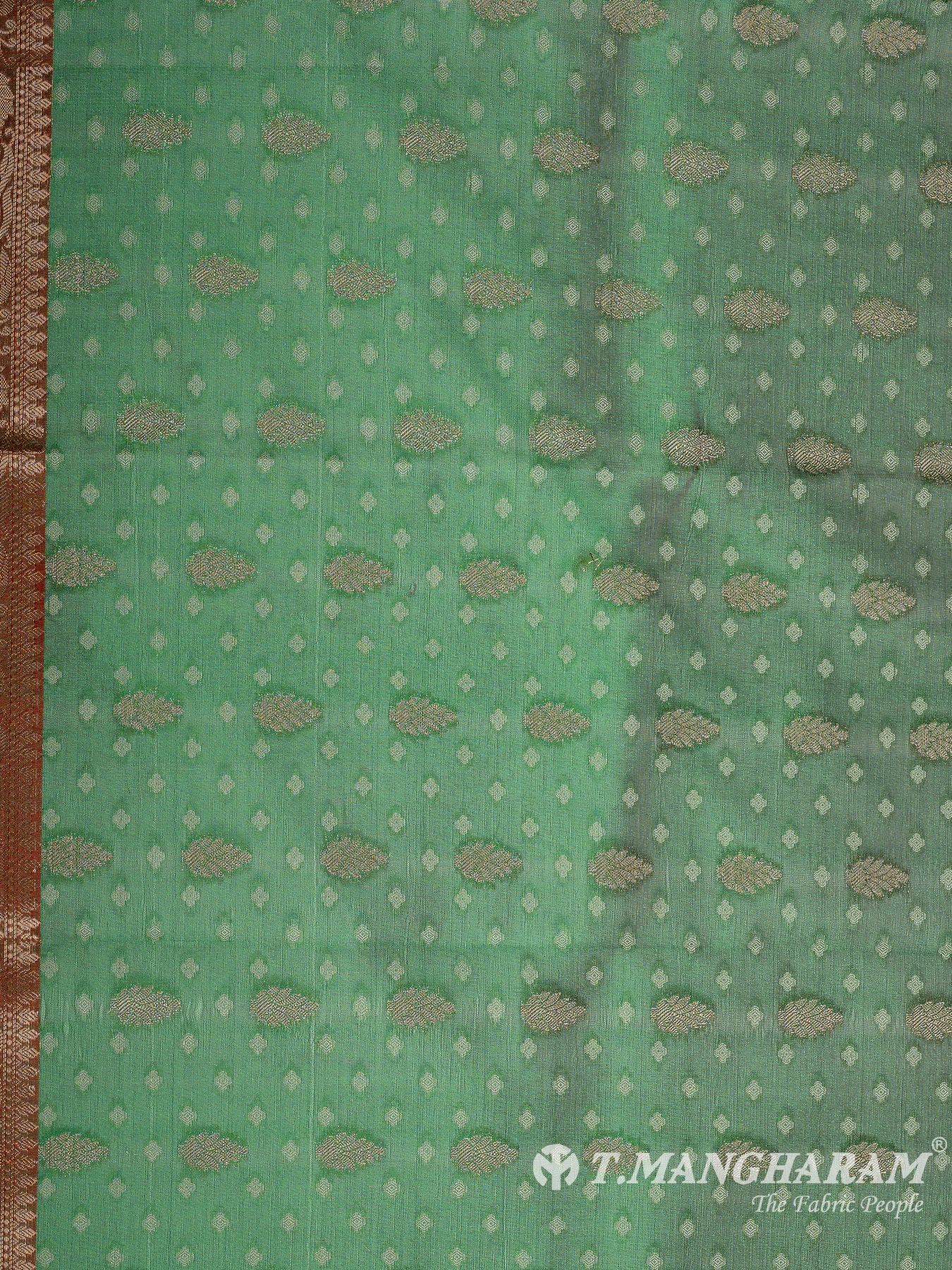 Green Semi Banaras Fabric - EC11072