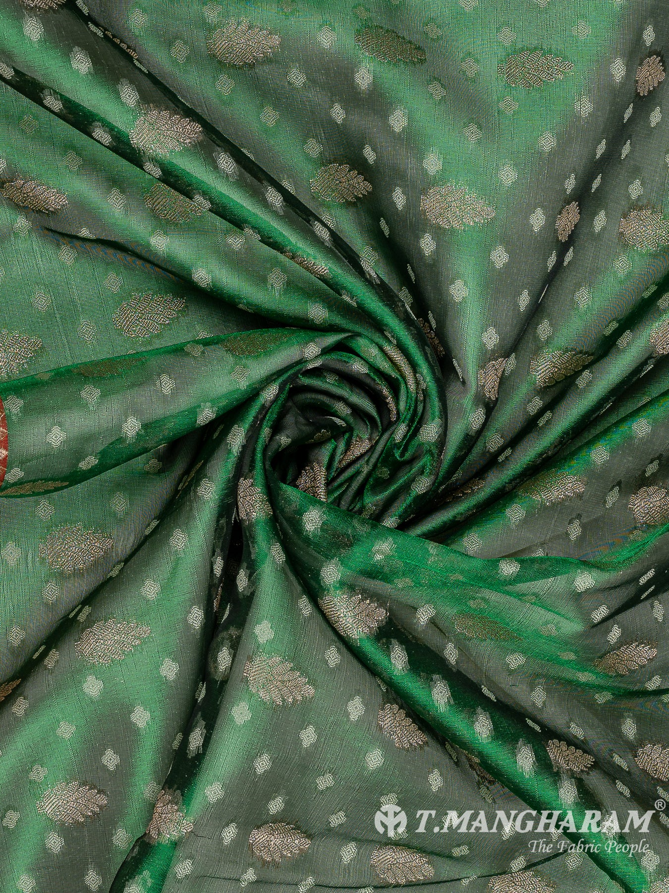 Green Semi Banaras Fabric - EC11072