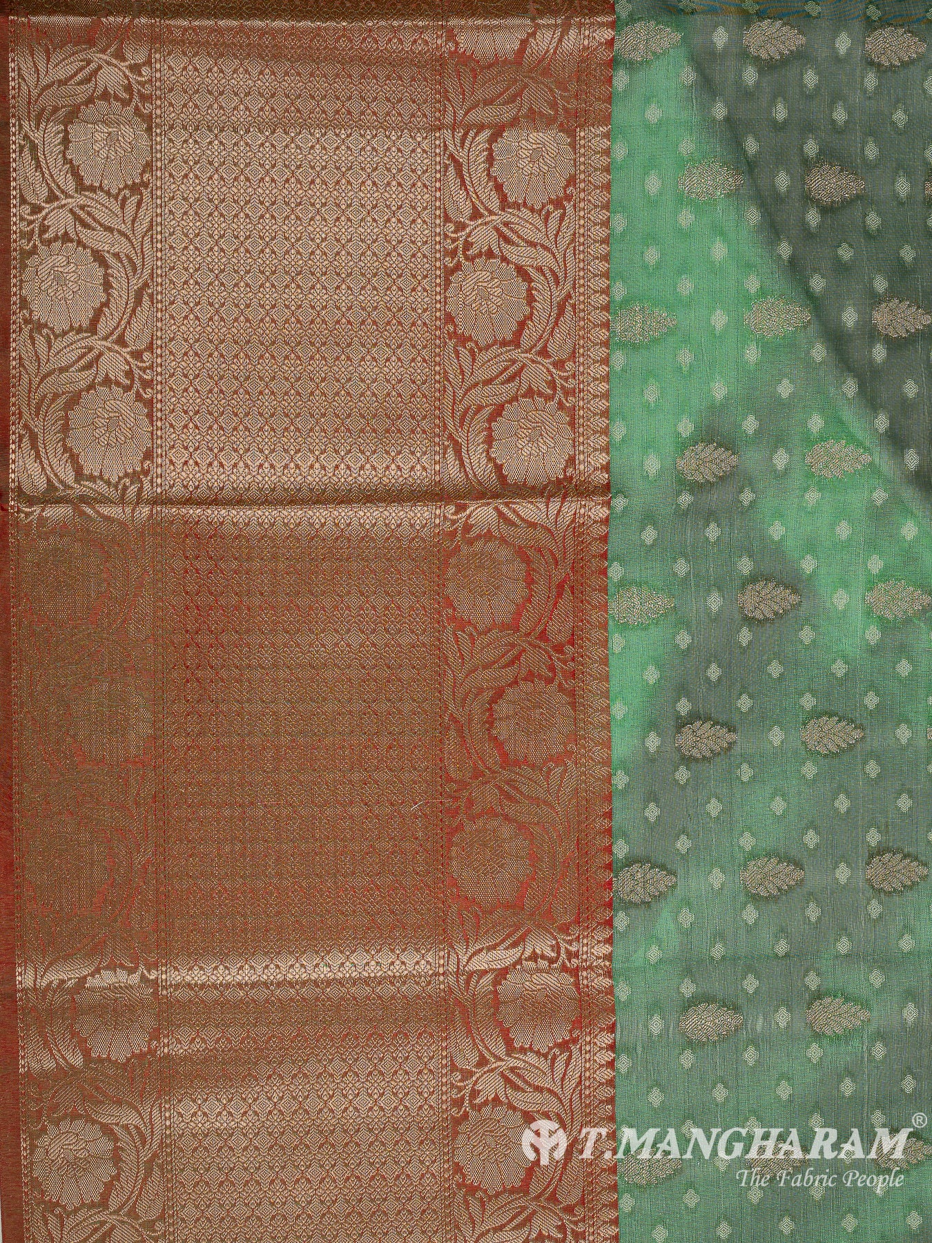 Green Semi Banaras Fabric - EC11072