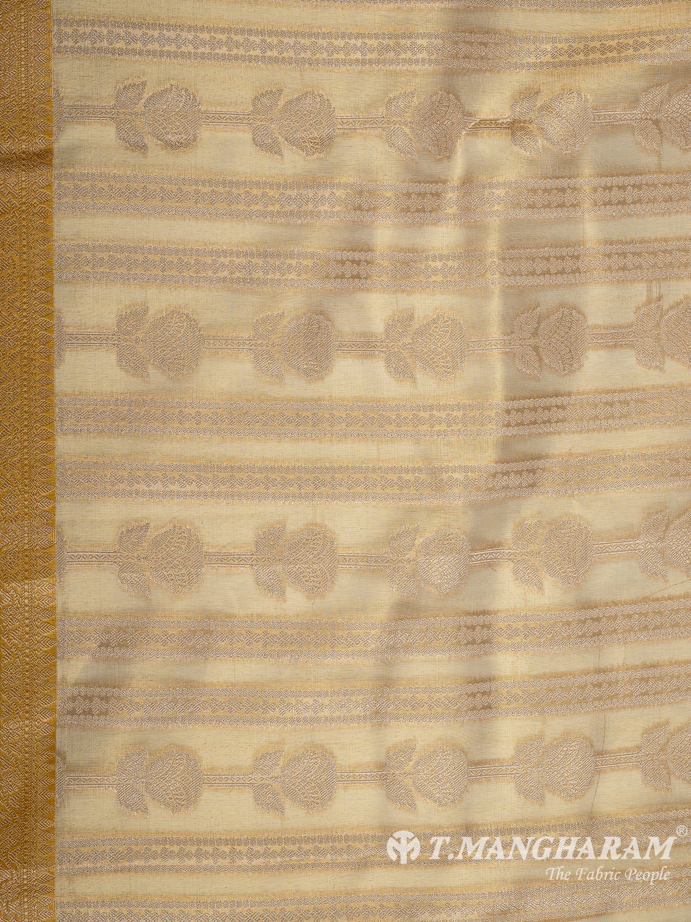 Gold Semi Banaras Fabric - EC11055