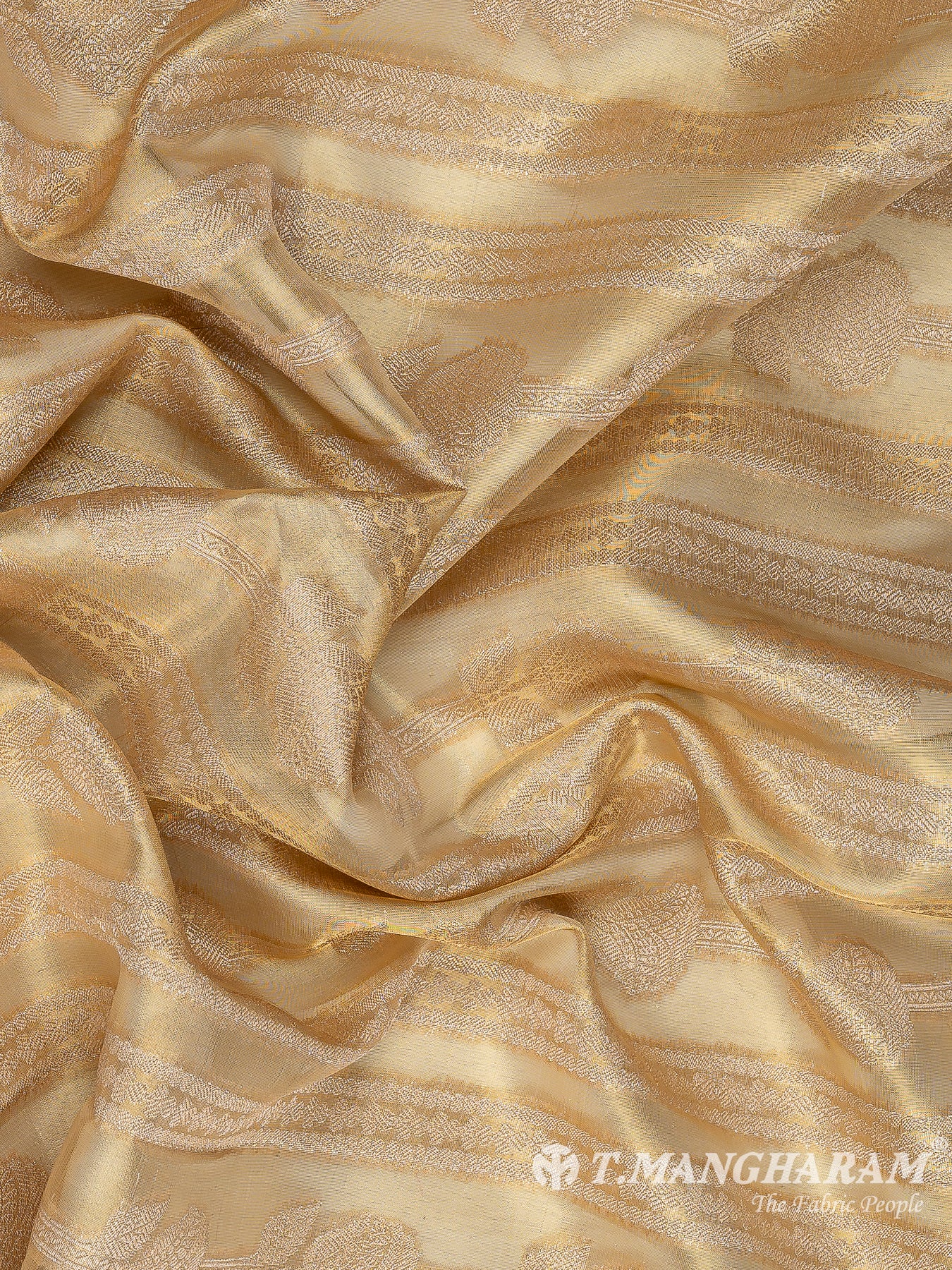 Gold Semi Banaras Fabric - EC11055