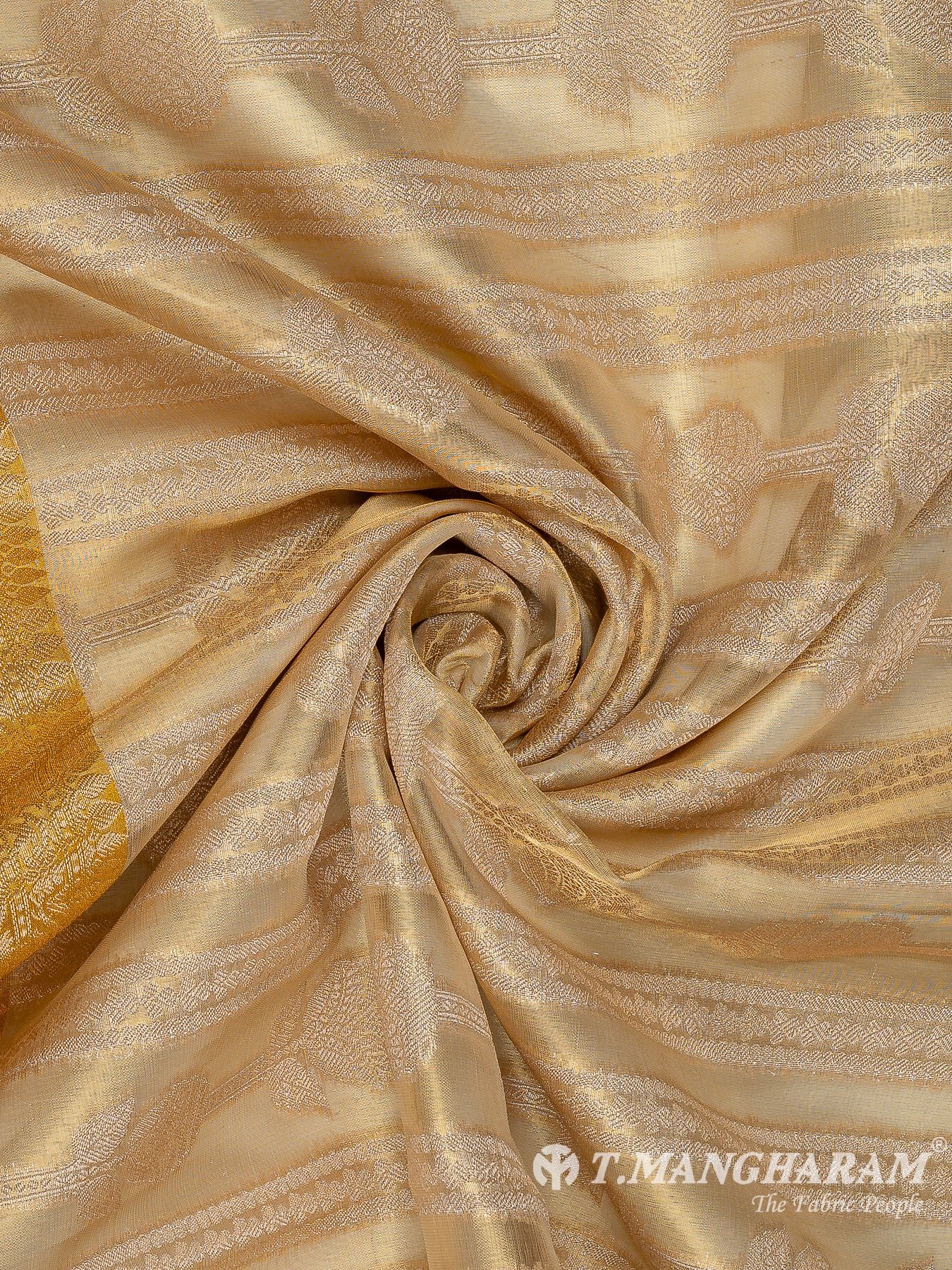 Gold Semi Banaras Fabric - EC11055