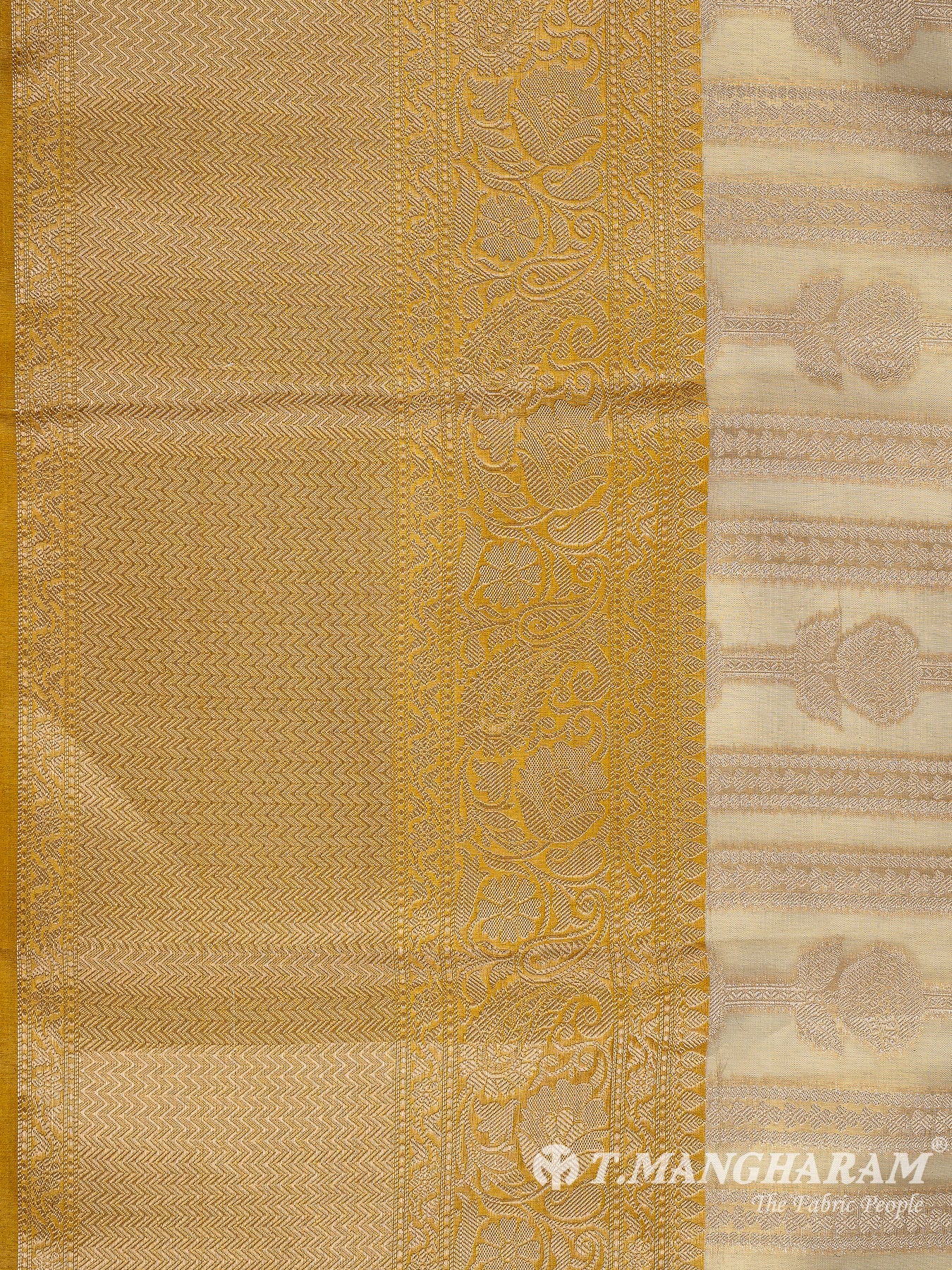 Gold Semi Banaras Fabric - EC11055