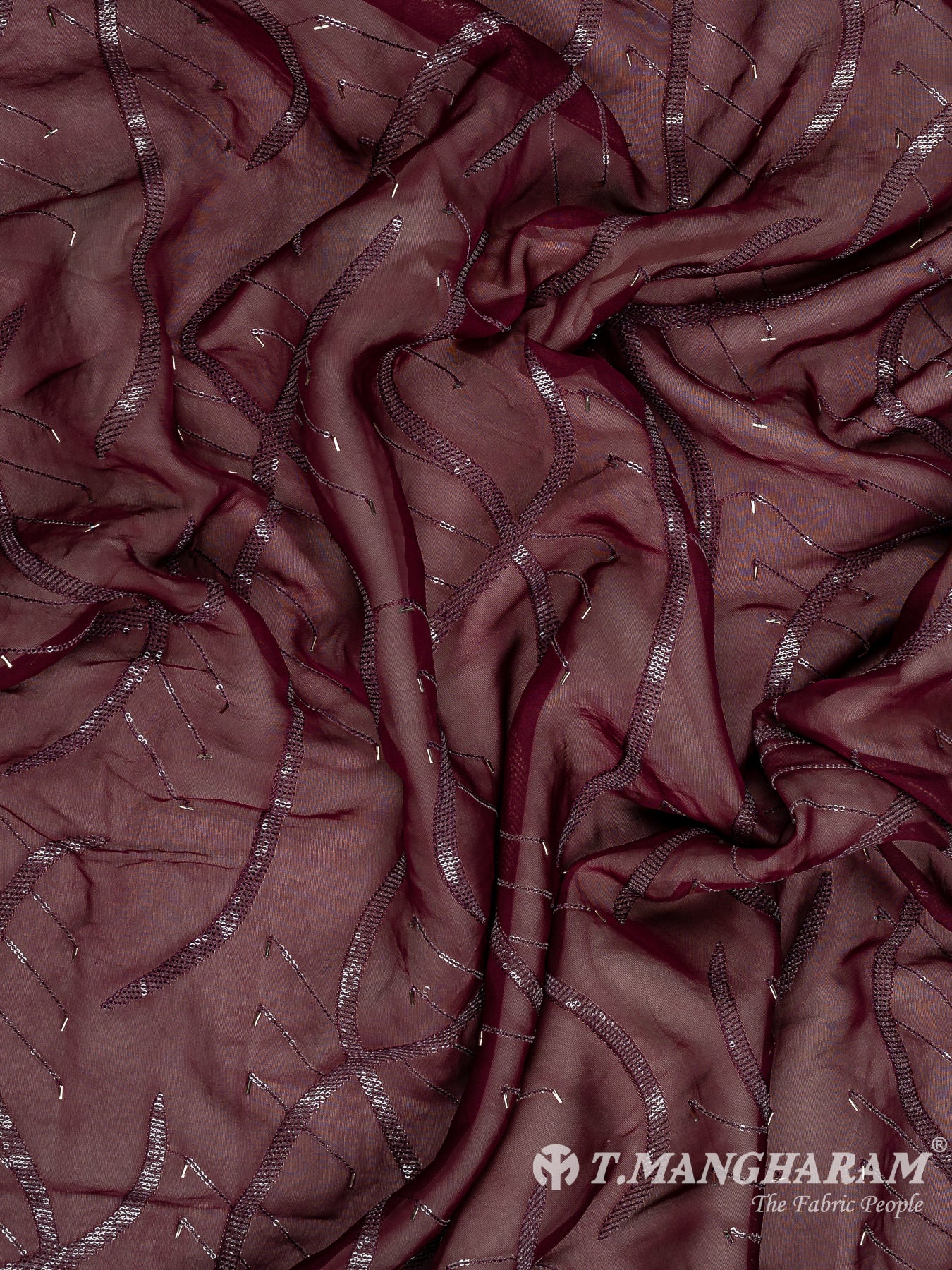 Wine Organza Fabric - EB8199 view-4