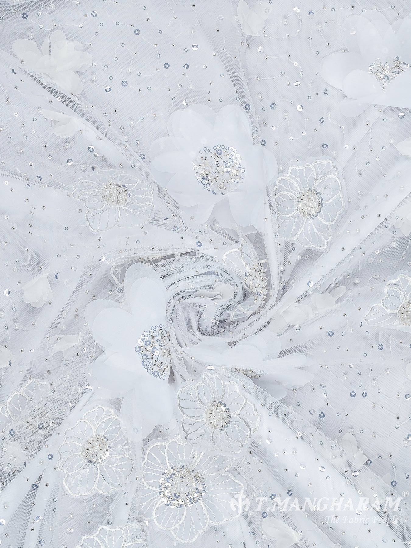 White Fancy Net Fabric - EA3410 view-1