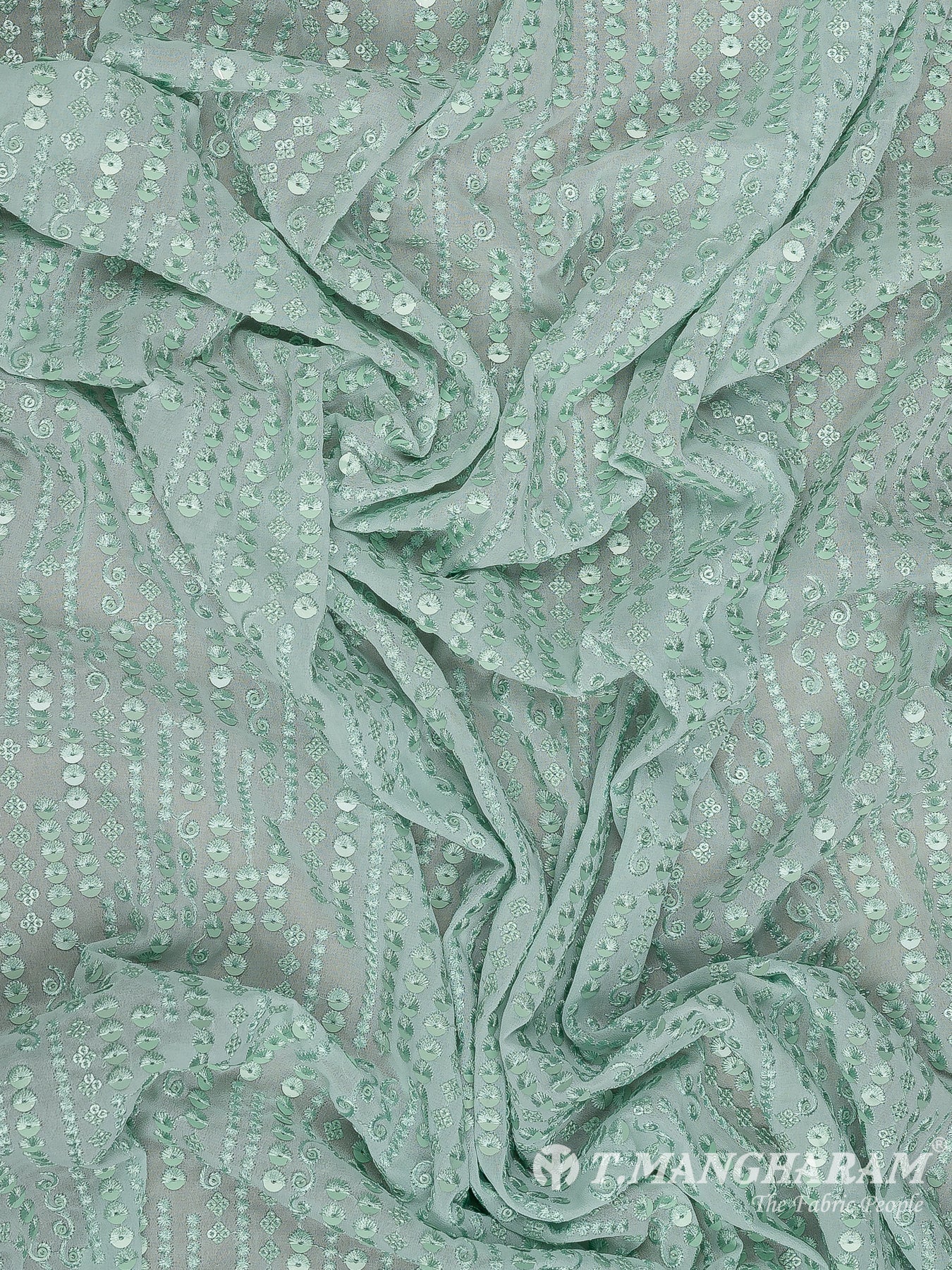 Green Georgette Fabric - EB8163 view-4