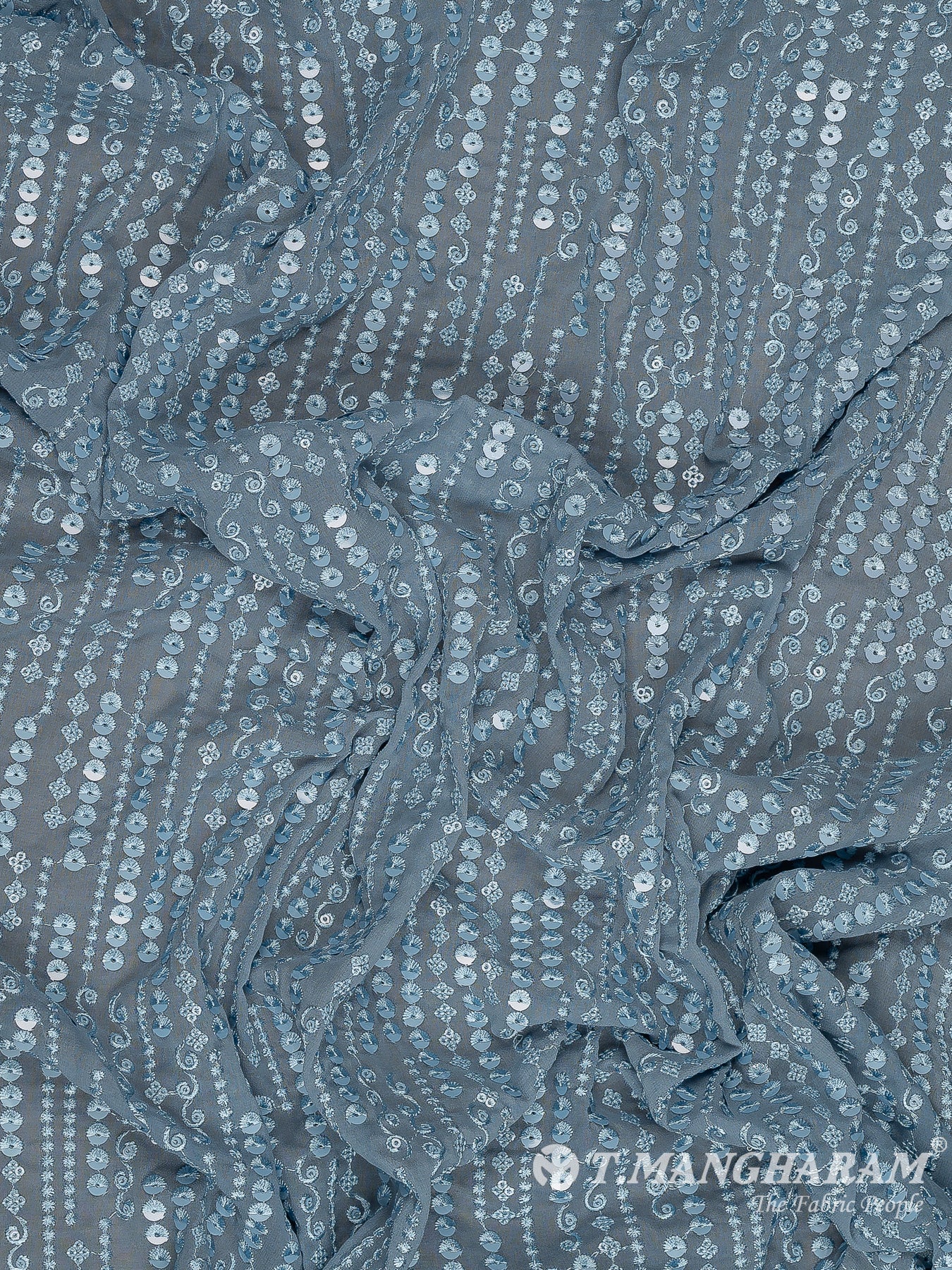 Blue Georgette Fabric - EB8161 view-4