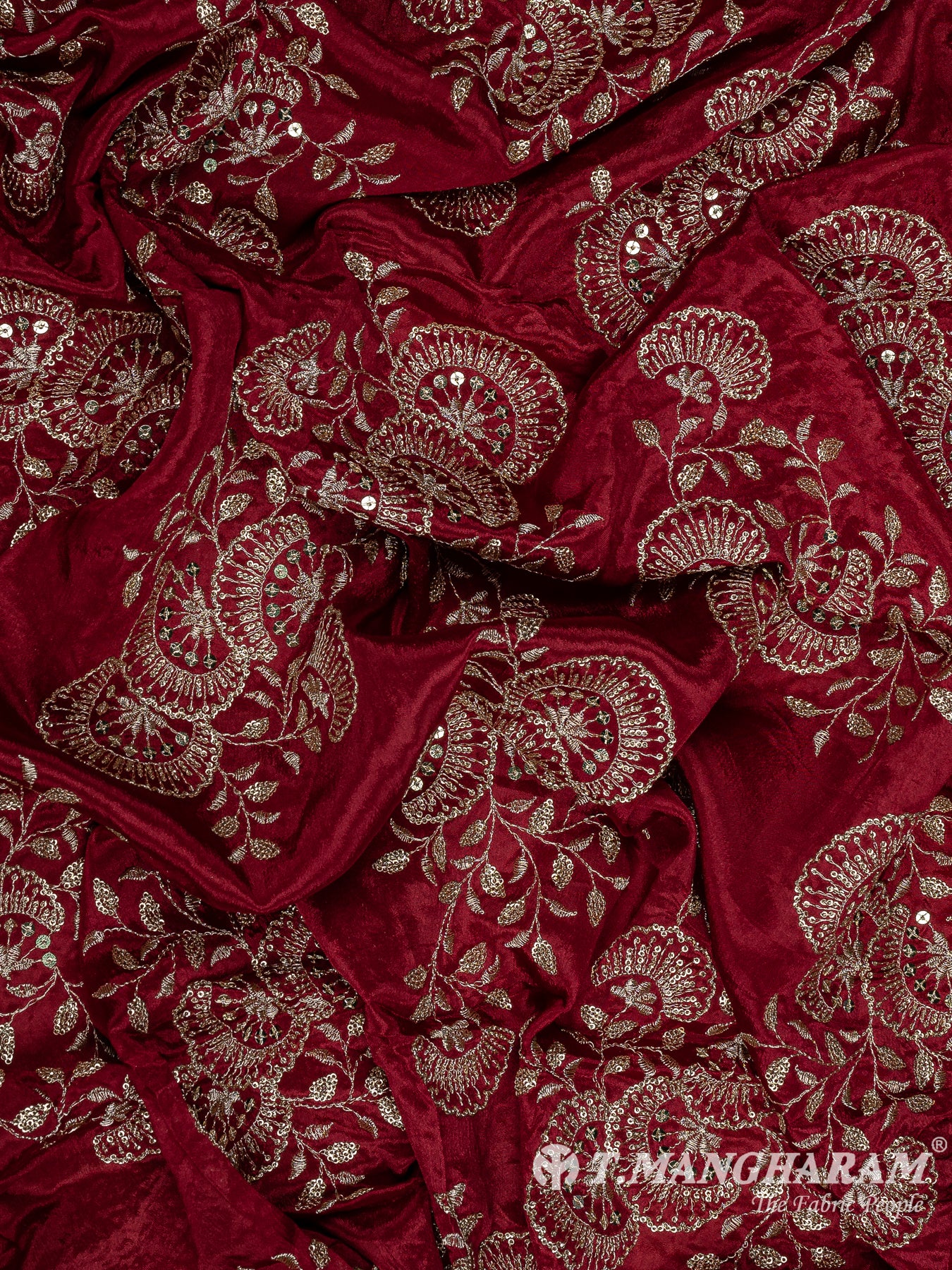 Maroon Chinnon Silk Fabric - EA3657