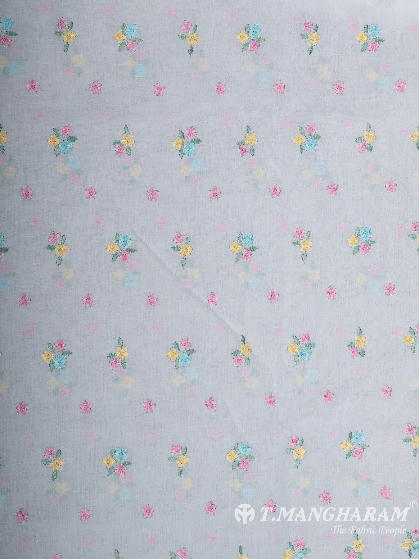 White Cotton Embroidery Fabric - EB8605