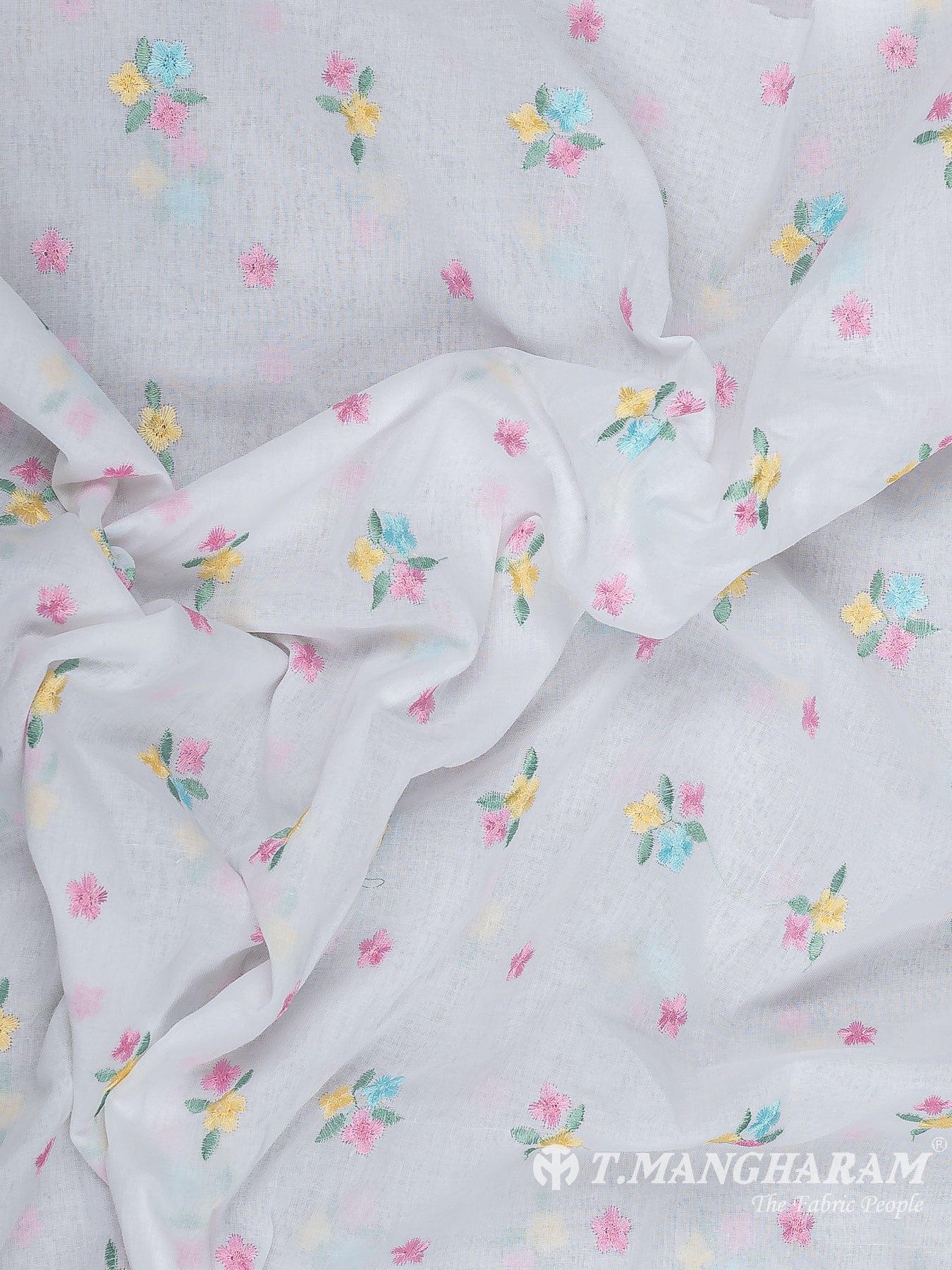 White Cotton Embroidery Fabric - EB8605