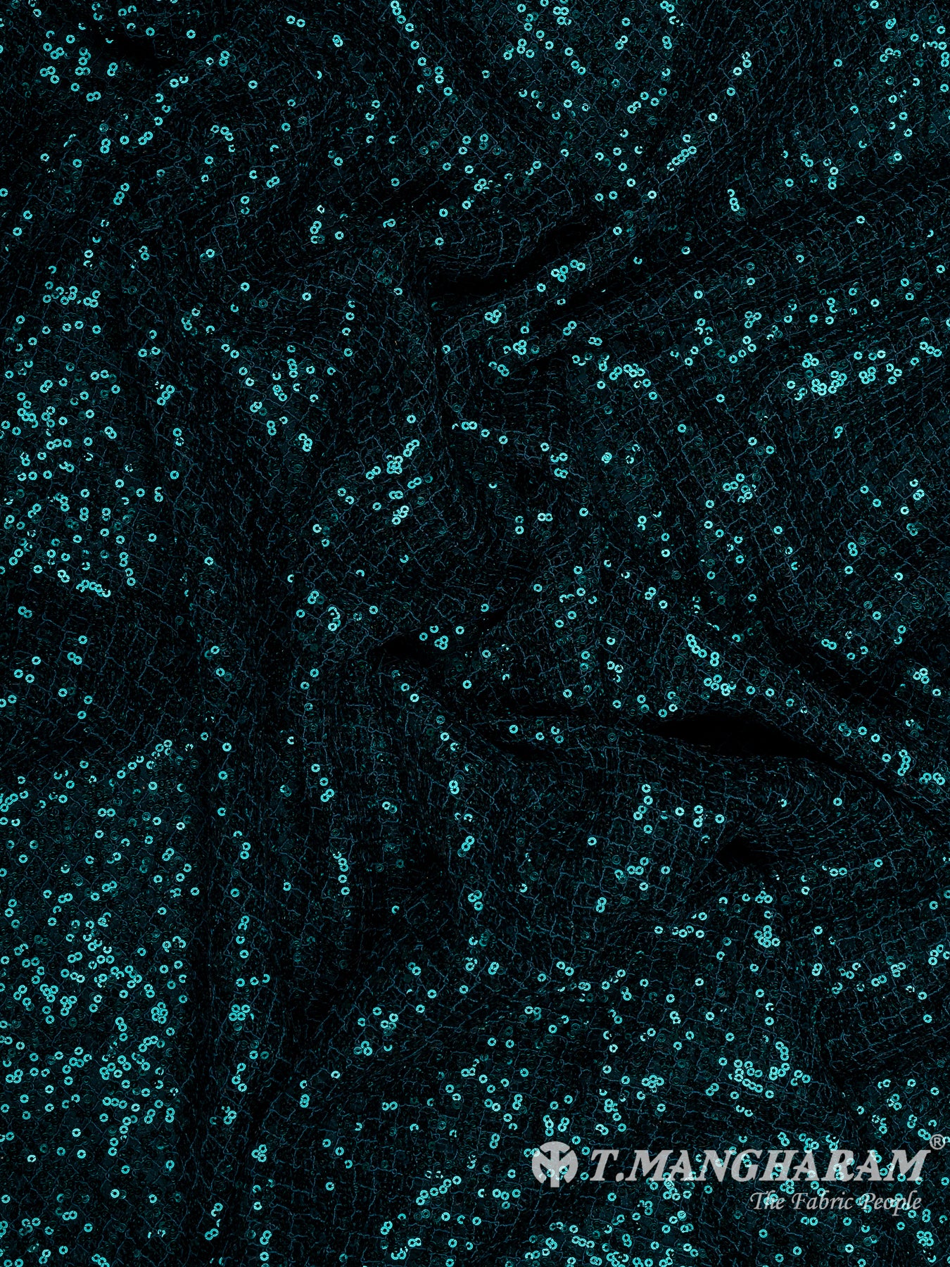 Green Sequins Fancy Net Fabric - EB8592