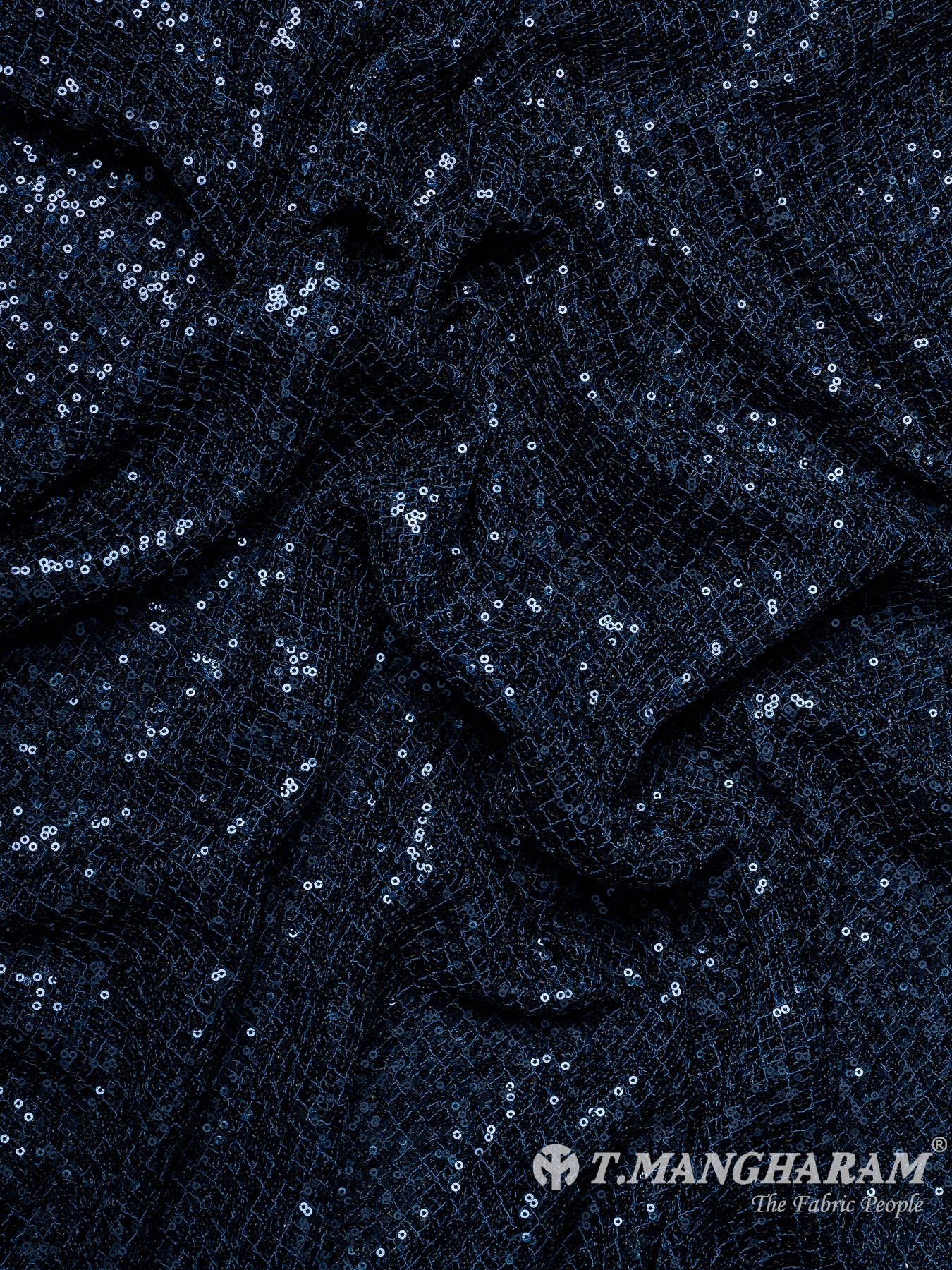 Blue Sequins Fancy Net Fabric - EB8591