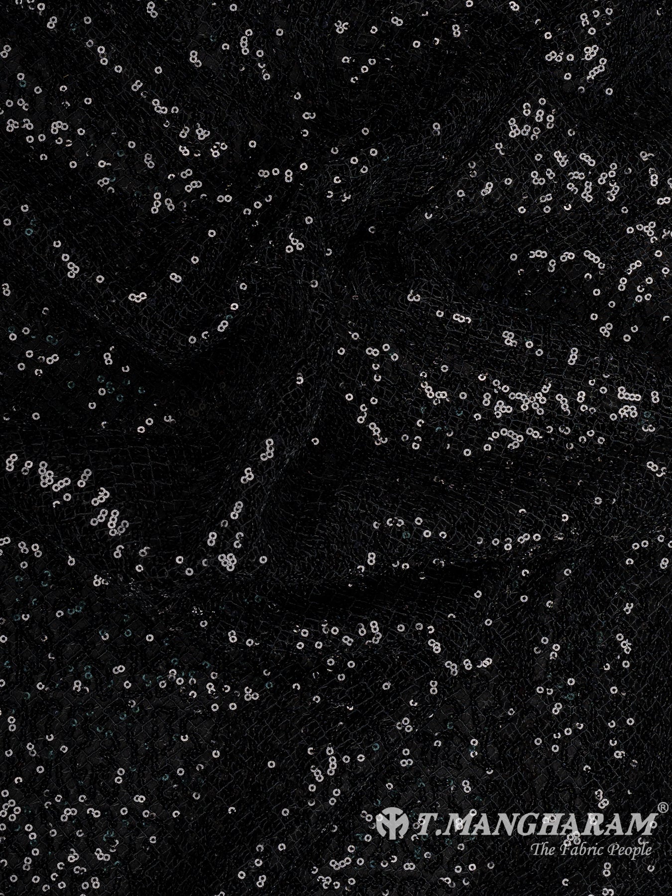 Black Sequins Fancy Net Fabric - EB8589