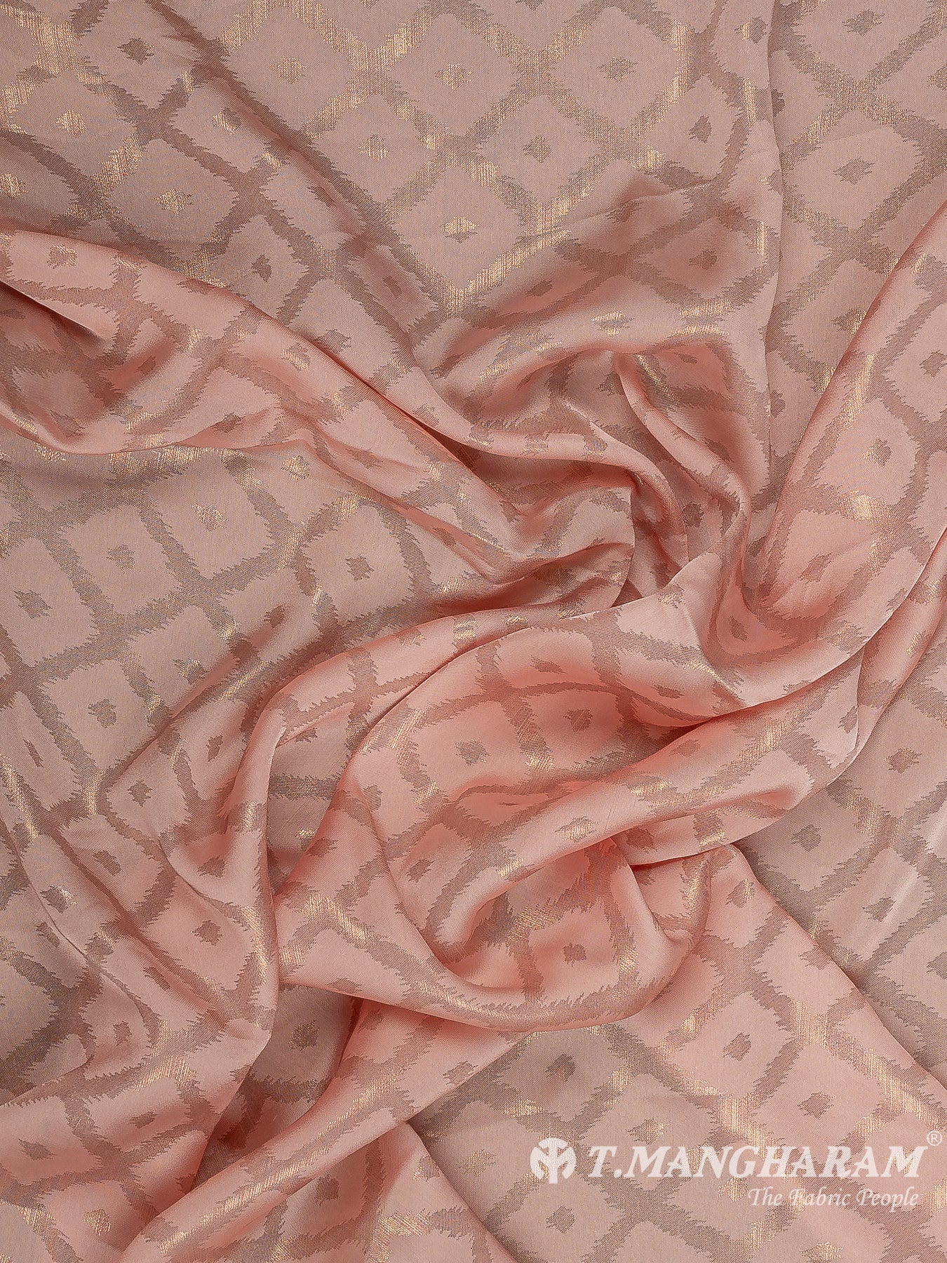 Peach Georgette Satin Fabric - EC11619