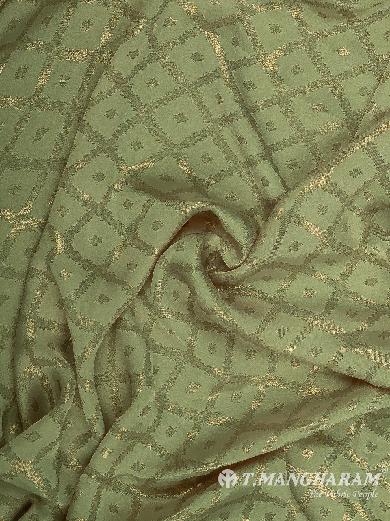 Green Georgette Satin Fabric - EC11609