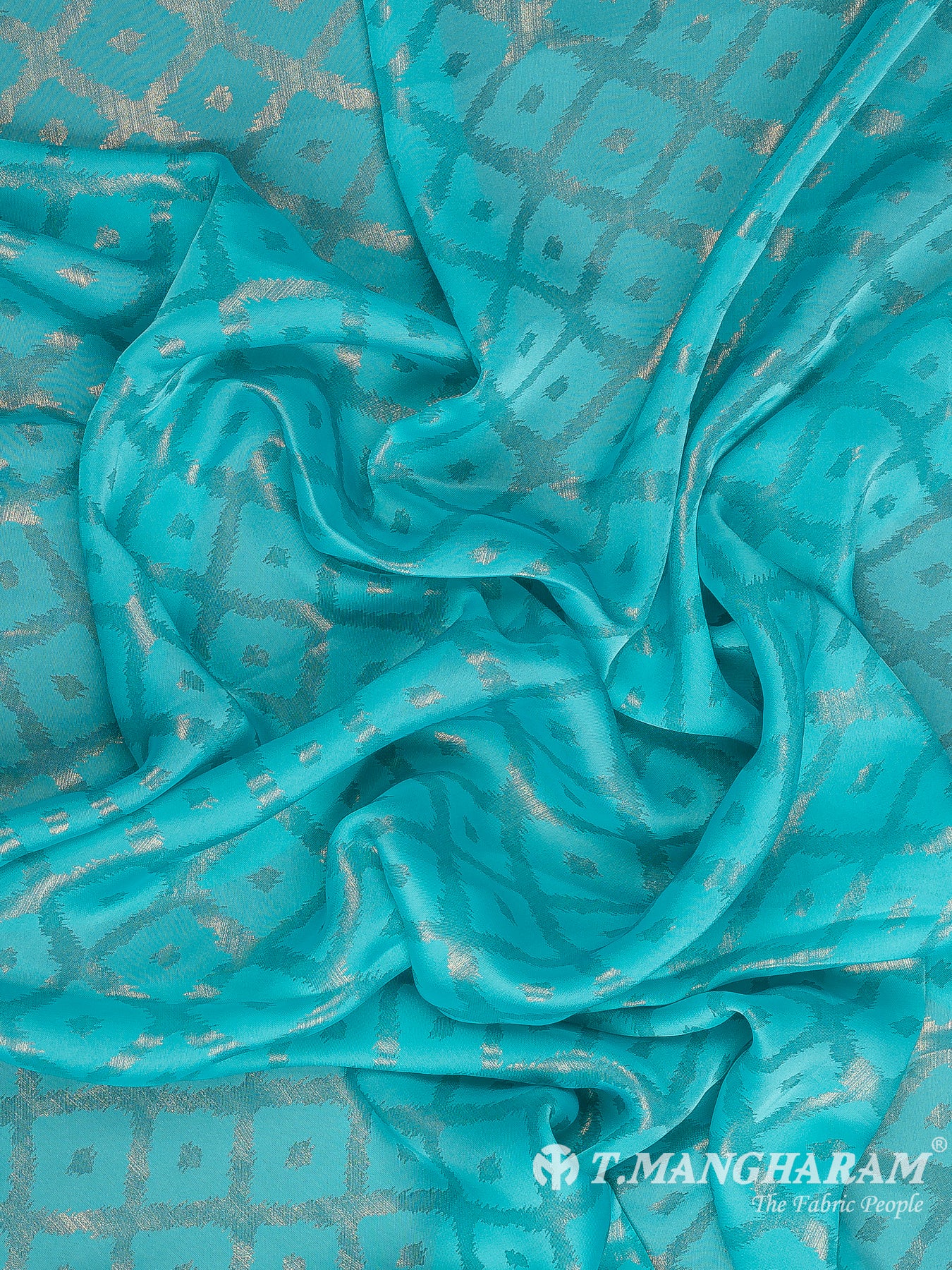 Blue Georgette Satin Fabric - EC11616