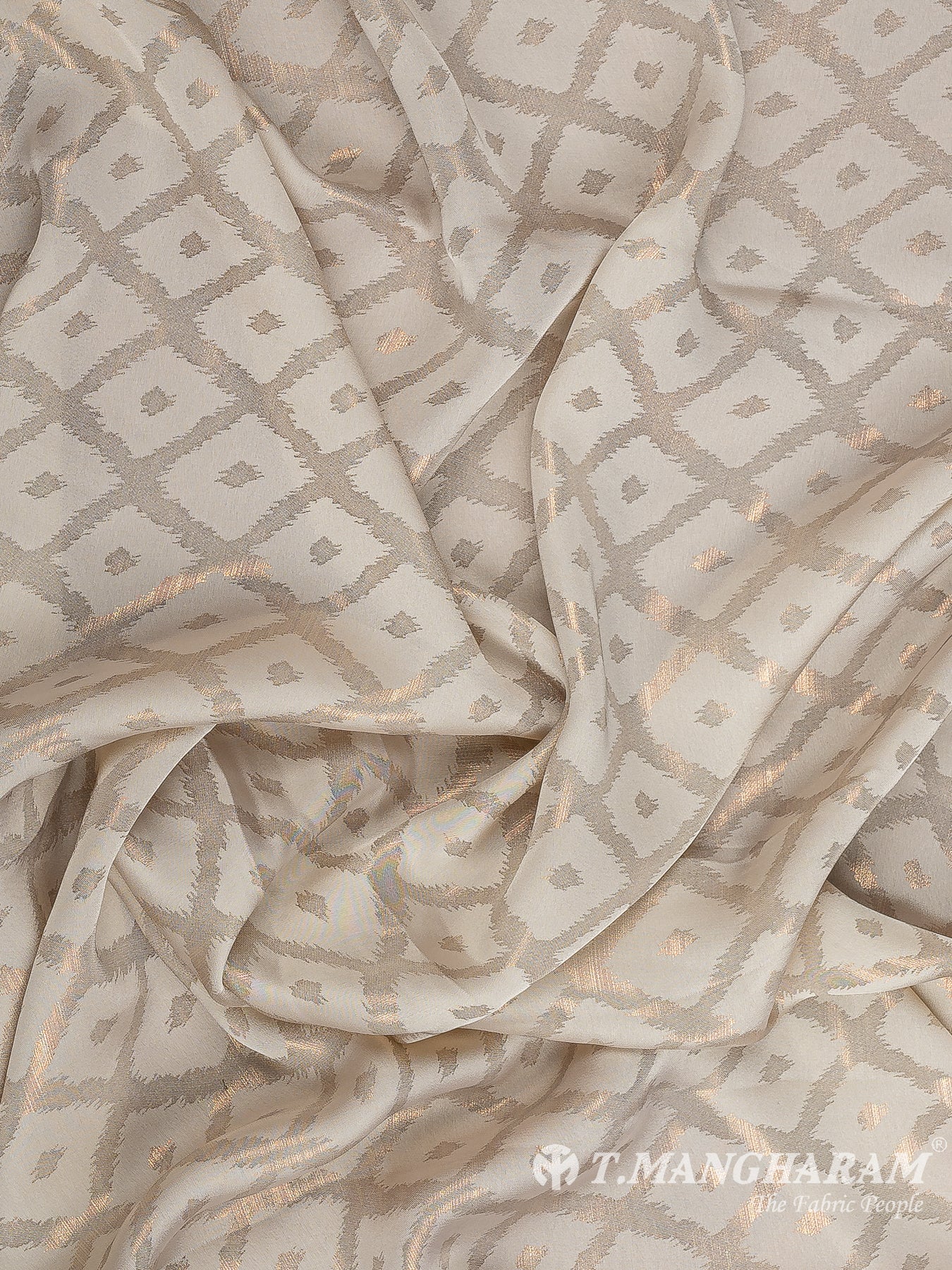 Beige Georgette Satin Fabric - EC11624