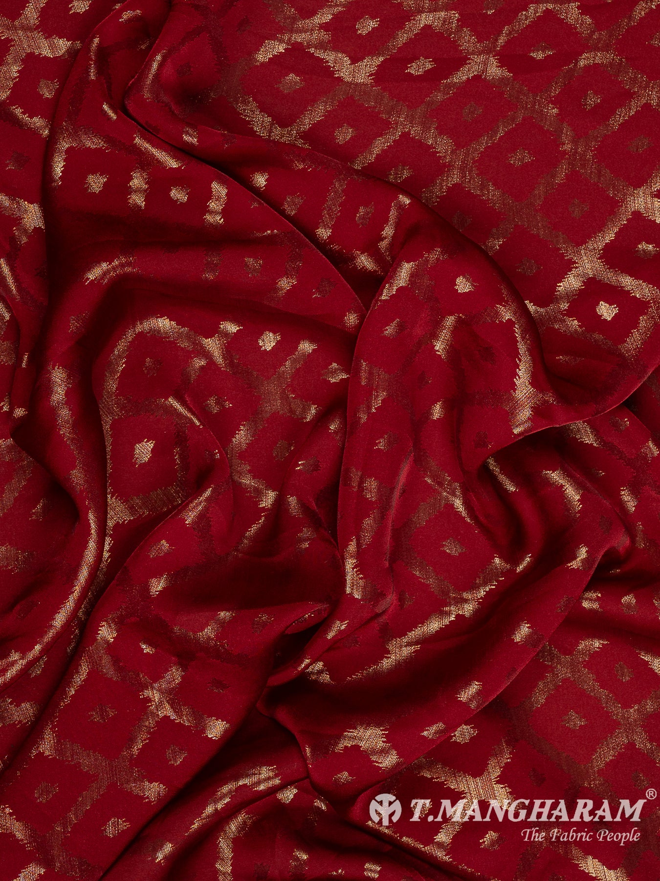 Maroon Georgette Satin Fabric - EC11618