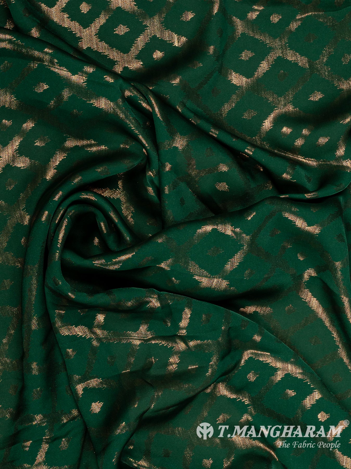 Green Georgette Satin Fabric - EC11625