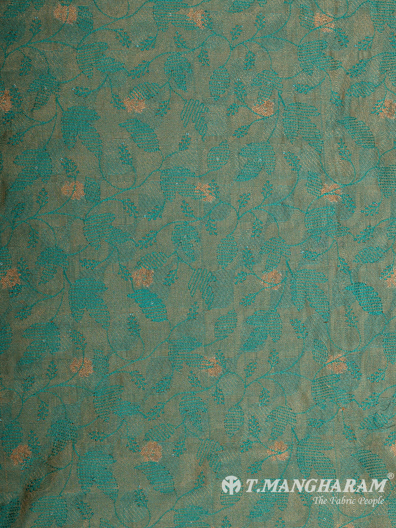 Green Semi Banaras Fabric - EC11607